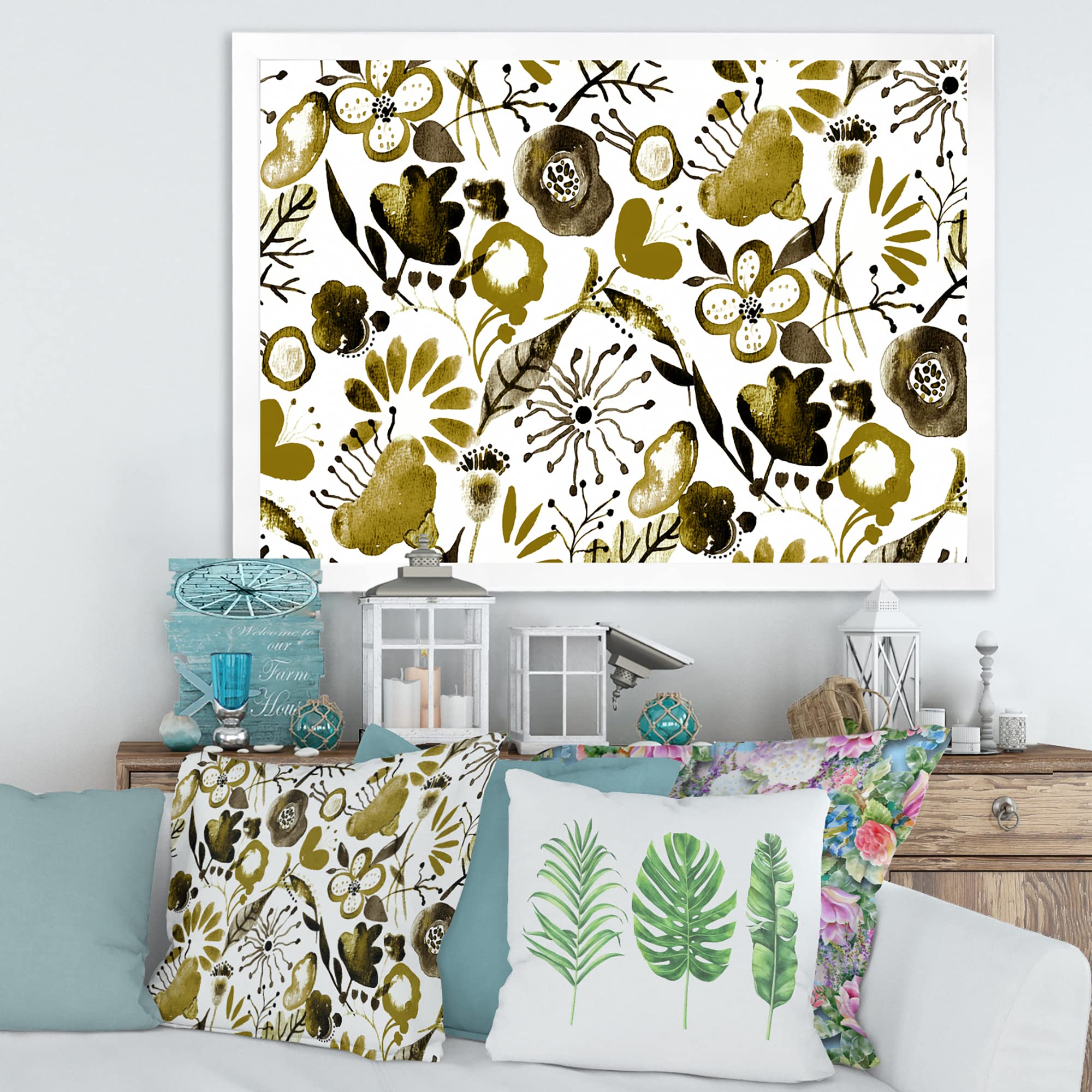 DesignQ Vibrant Abundance of Wildflowers II Modern Framed Wall Art - Floral Canvas Painting for Living Room, Bedroom & Office Decor