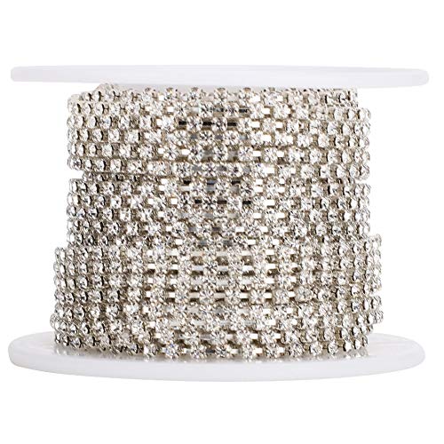 Golden Glass Rhinestone Chain - Elegant Clothing & Phone Case Decoration, Silver Base with White Diamonds for Party, Home & Wall Decor | Perfect for DIY Crafts, Fashion Accessories & Gift Giving
