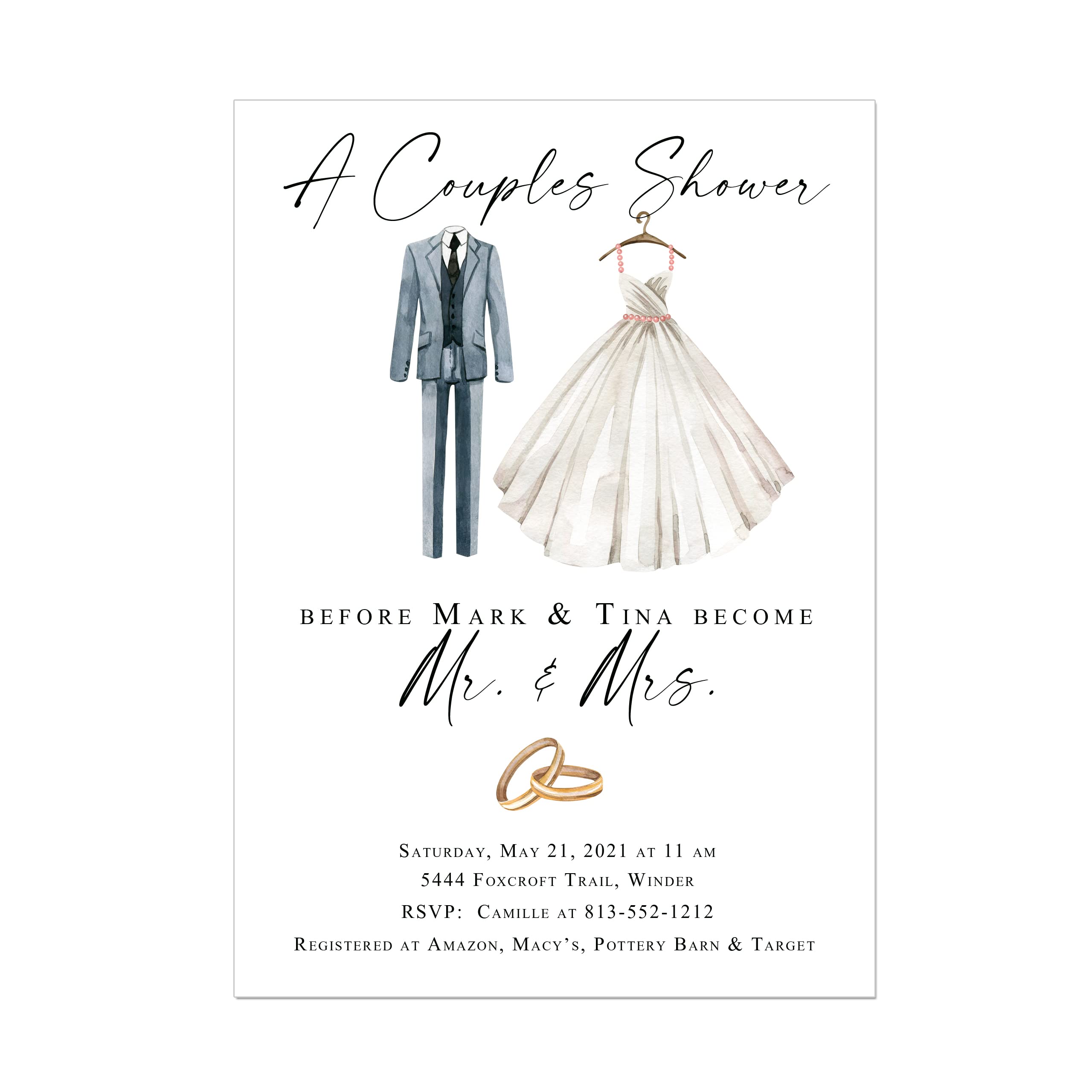 Elegant Couples Shower Invitations for Bride and Groom - Wedding Shower Stationery for Engagement Parties & Bridal Showers