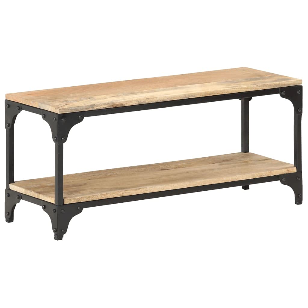Industrial Style Solid Mango Wood Coffee Table with Storage - 35.4