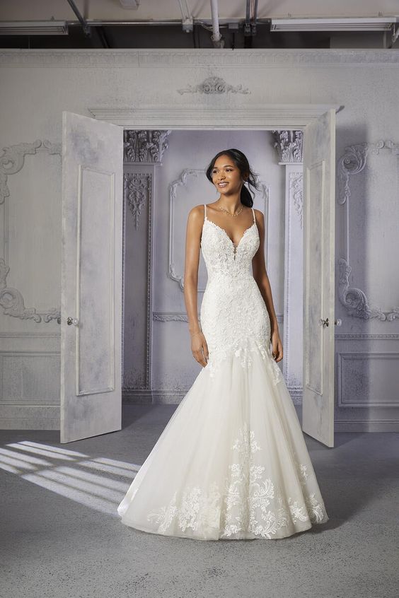 Morilee Chantel 2376 Wedding Dress - Elegant A-Line Bridal Gown with Lace Appliques for Prom, Evening Gala & Formal Occasions