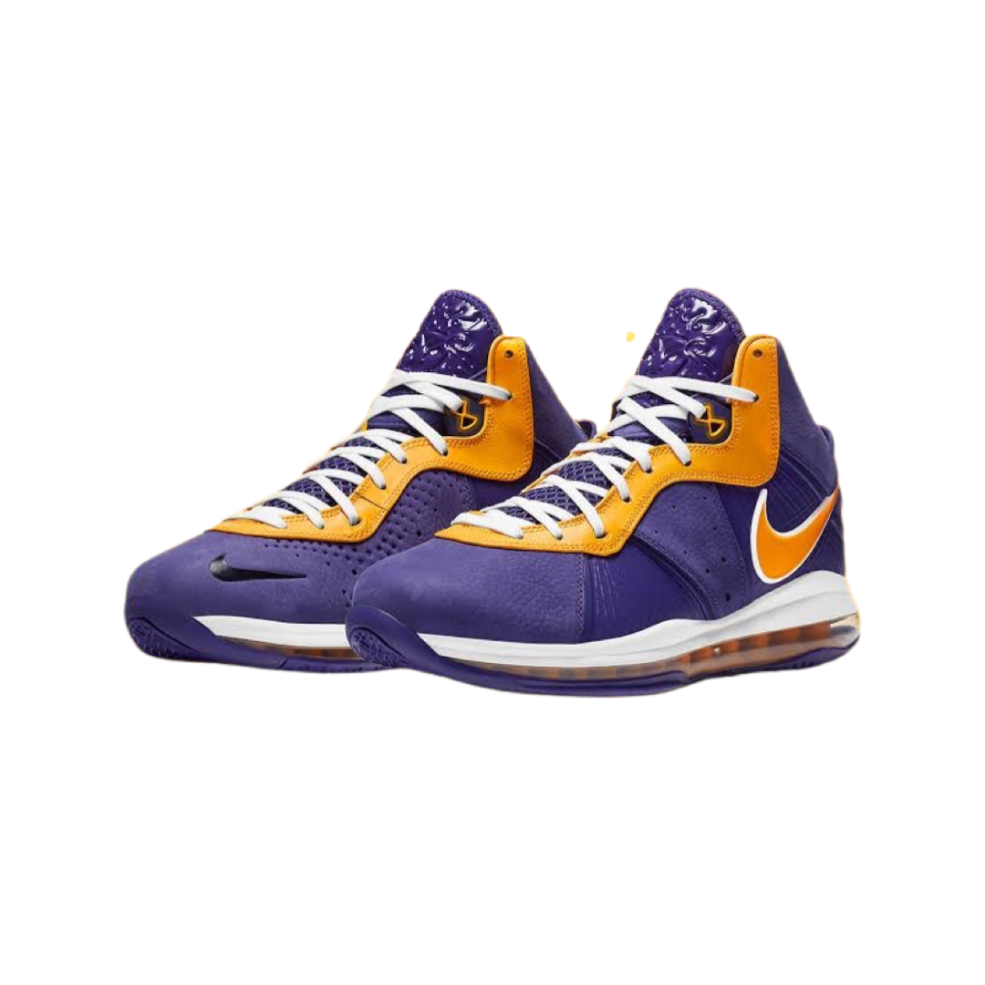 Nike LeBron VIII QS Basketball Shoes - Lakers Court Purple & University Gold - Perfect for NBA Games, Streetwear & Sneaker Collectors