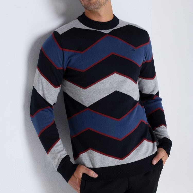 Bendorff Perkins Collar Pullover Sweater - Cozy Zig Zag Knit Pattern for Men & Women | Perfect for Fall & Winter Outfits, Casual Wear, and Holiday Gatherings
