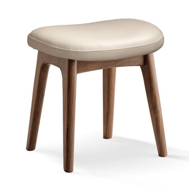 Solid Oak & Black Walnut Wood Makeup Stool - Durable Beauty Vanity Seat with Cushion for Bedroom, Dressing Room & Salon Use