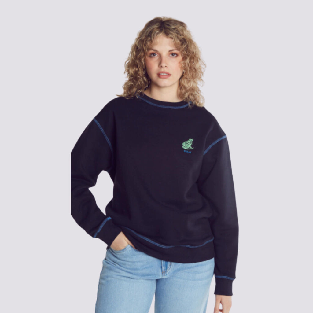 Vulk Froggy Crew Neck Sweatshirt for Men - Black | Comfortable & Stylish Pullover for Casual Wear, Street Fashion & Outdoor Activities