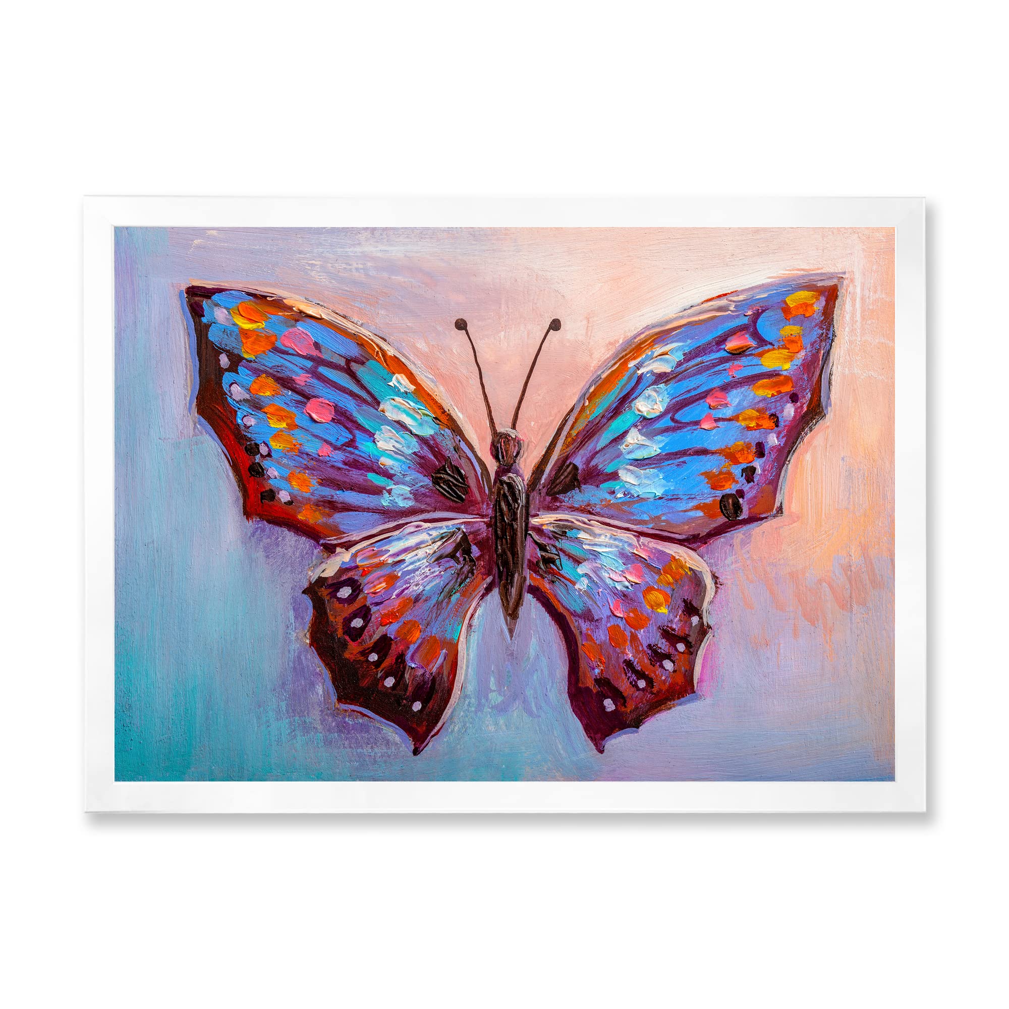 Vintage Blue Butterfly II Modern Framed Wall Art - Handmade Home Decor for Living Room, Bedroom & Office - Perfect Gift for Housewarming & Interior Design