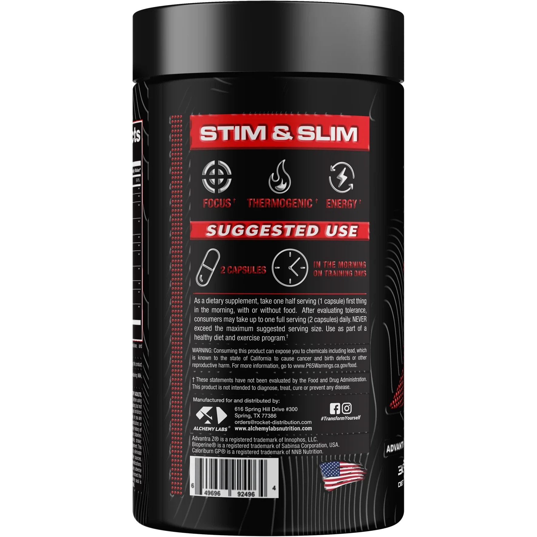 Alchemy Labs STIM & SLIM - Premium Weight Management Supplement for Men & Women - Natural Energy Booster & Appetite Control - Supports Healthy Metabolism & Fat Burning - Perfect for Workout, Fitness & Daily Wellness Routine
