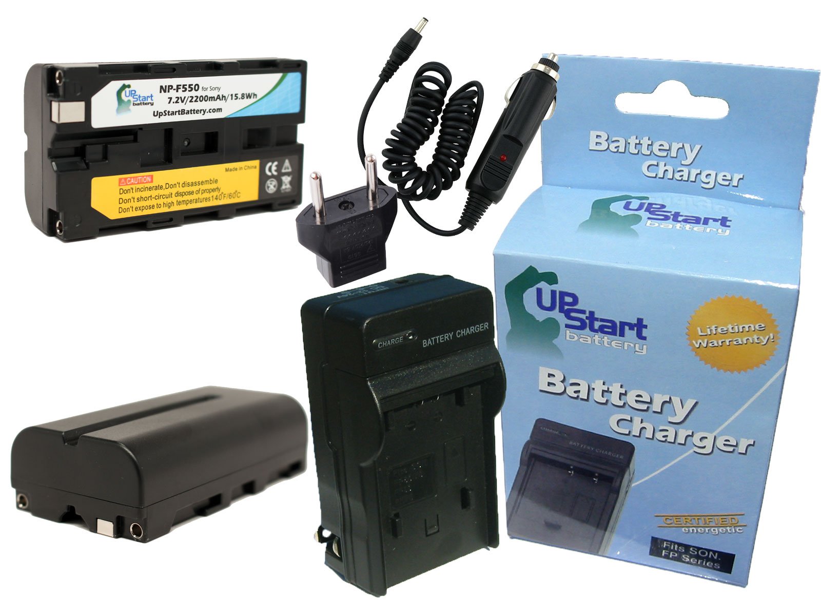 Sony NP-F550 Battery & Charger Kit - 2200mAh for EVO-250, Digital Cameras - Home & Travel Use