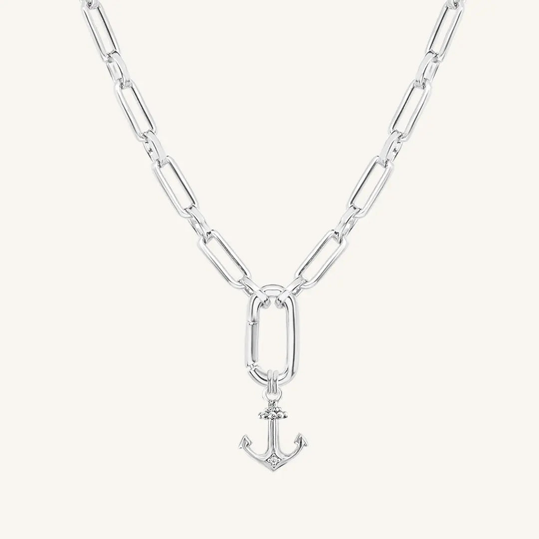 Elegant White Stone Necklace for Women - Dainty Anchor Pendant Jewelry - Perfect for Beach Outings, Casual Wear & Gifts