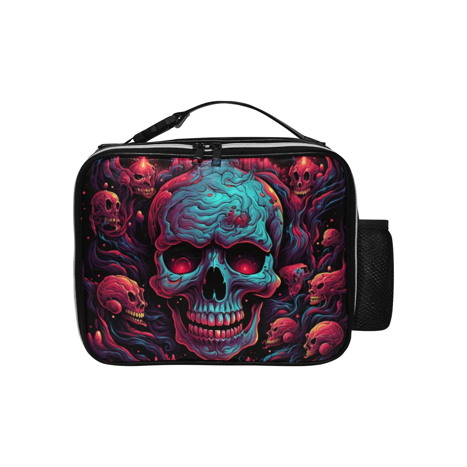 Gothic Blue and Red Skull Insulated Lunch Box - Stylish & Durable for Work, School, or Picnics