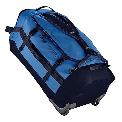 Eagle Creek Cargo Hauler 110L Wheeled Duffel Bag - Large Travel Luggage with Backpack Straps, Lockable U-Lid, Multiple Compartments & Compression Straps - Aizome Blue - Perfect for Air Travel, Road Trips & Adventure Gear Storage
