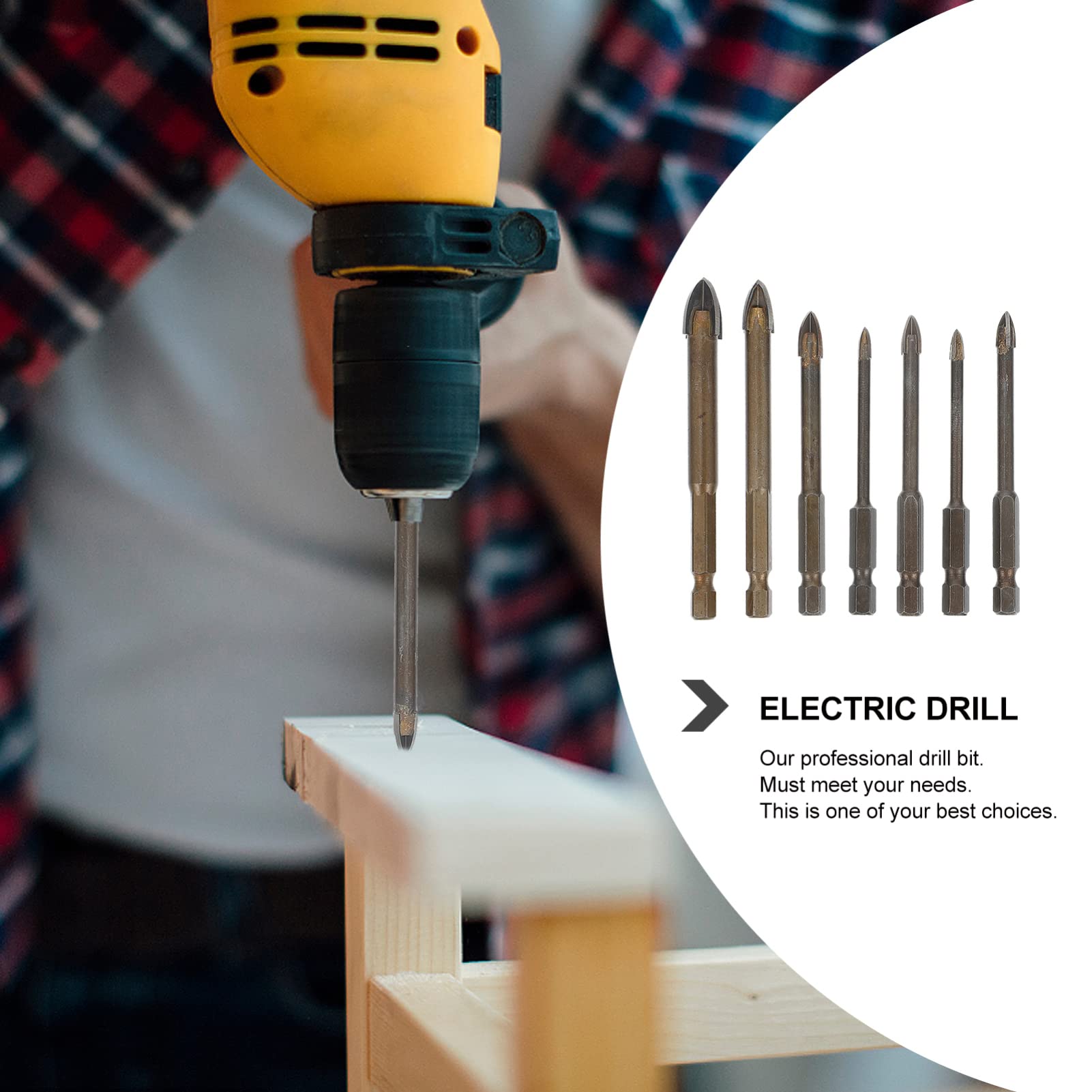 HEMOTON 7-Piece Tile Drill Bit Set - Spiral Carbide Drill Bits for Brick, Ceramic & Porcelain - Electric Auger Compatible - Perfect for DIY Home Renovation, Garden Projects & Masonry Work