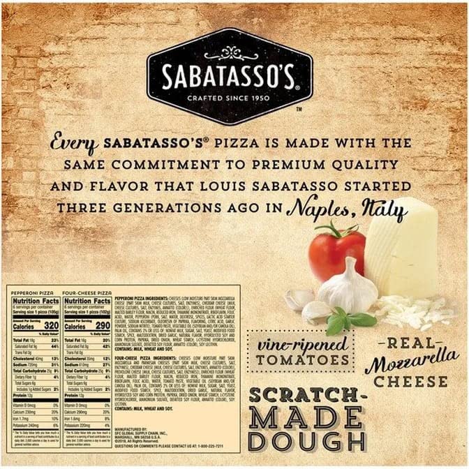 Sabatasso's Gluten-Free Frozen Pepperoni & Four Cheese Thin Crust Pizza Singles - Real Mozzarella - 2 Pack (43.86 oz Each) - Ready to Bake for Quick Meals, Parties & Family Dinners - Supports Donate a Meal Program