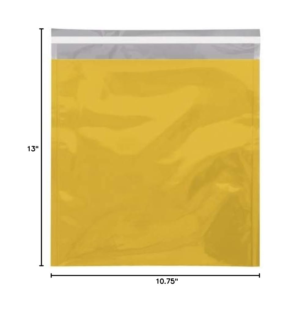 Premium Gold Metallic Flat Mailers 10.75 x 13 Inches - Pack of 250 | Elegant Business Mailers for Wedding Invitations, Product Packaging & Professional Mailing Solutions