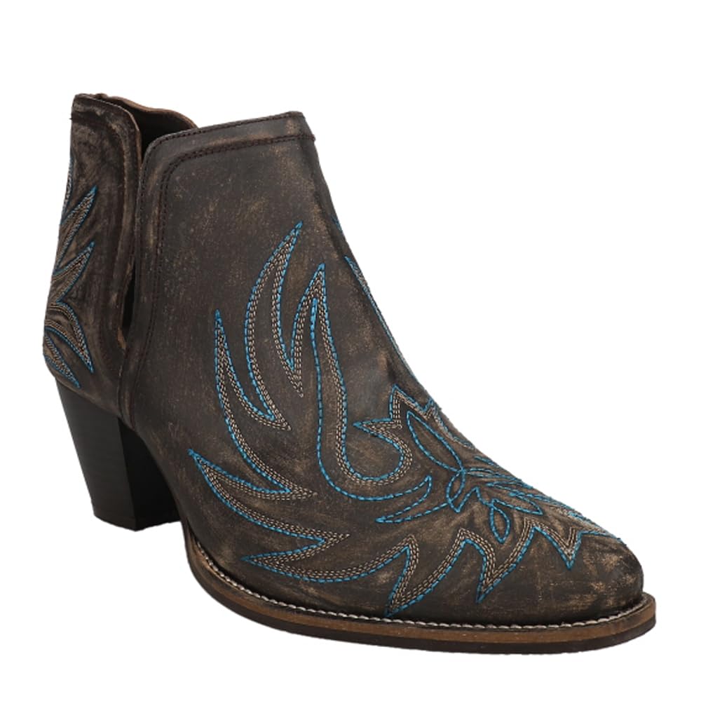 ROPER Women's Rowdy Embroidery Pointed Toe Ankle Boots - Mid Heel 2-3 Inch Casual Western Boots in Brown | Perfect for Country Dancing, Date Nights & Fall Fashion