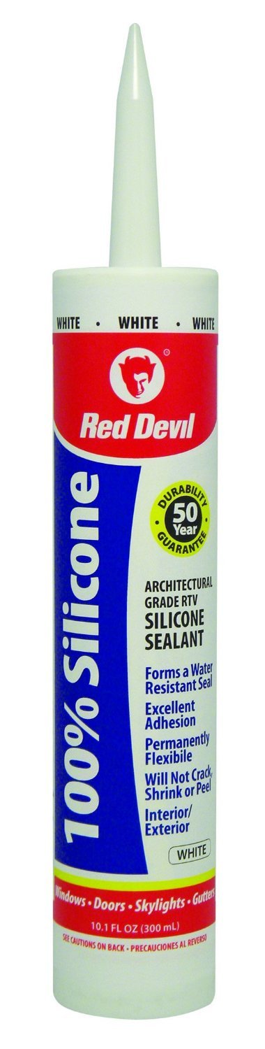 Red Devil 0816 100% White Silicone Sealant - Waterproof, Mold-Resistant Caulk for Bathrooms, Kitchens & Windows - Perfect for Sealing Showers, Sinks & Tiles