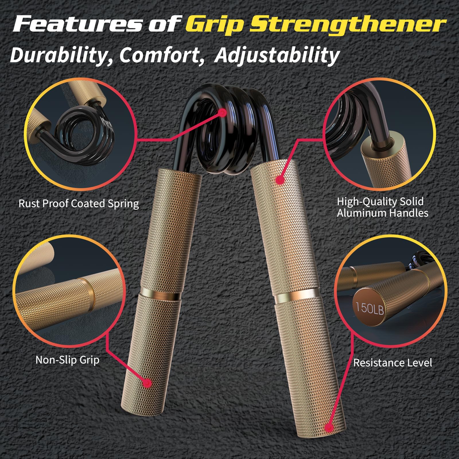 Grip Strength Trainer Set - Durable Metal Hand Gripper, Non-Slip Design for Enhanced Grip, Forearm & Finger Exercise - Ideal for Home, Office & Gym Workouts