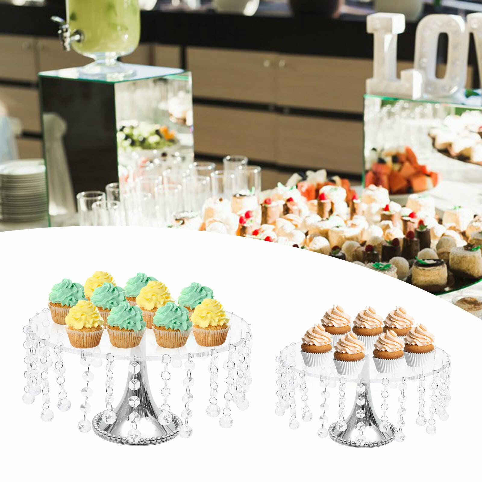 TFCFL 4-Piece Acrylic Mirror Cake Stand Set - Round Crystal Cupcake Tower for Dessert Display, Wedding & Birthday Party - Perfect for Buffets, Baby Showers, and Tea Party Decorations