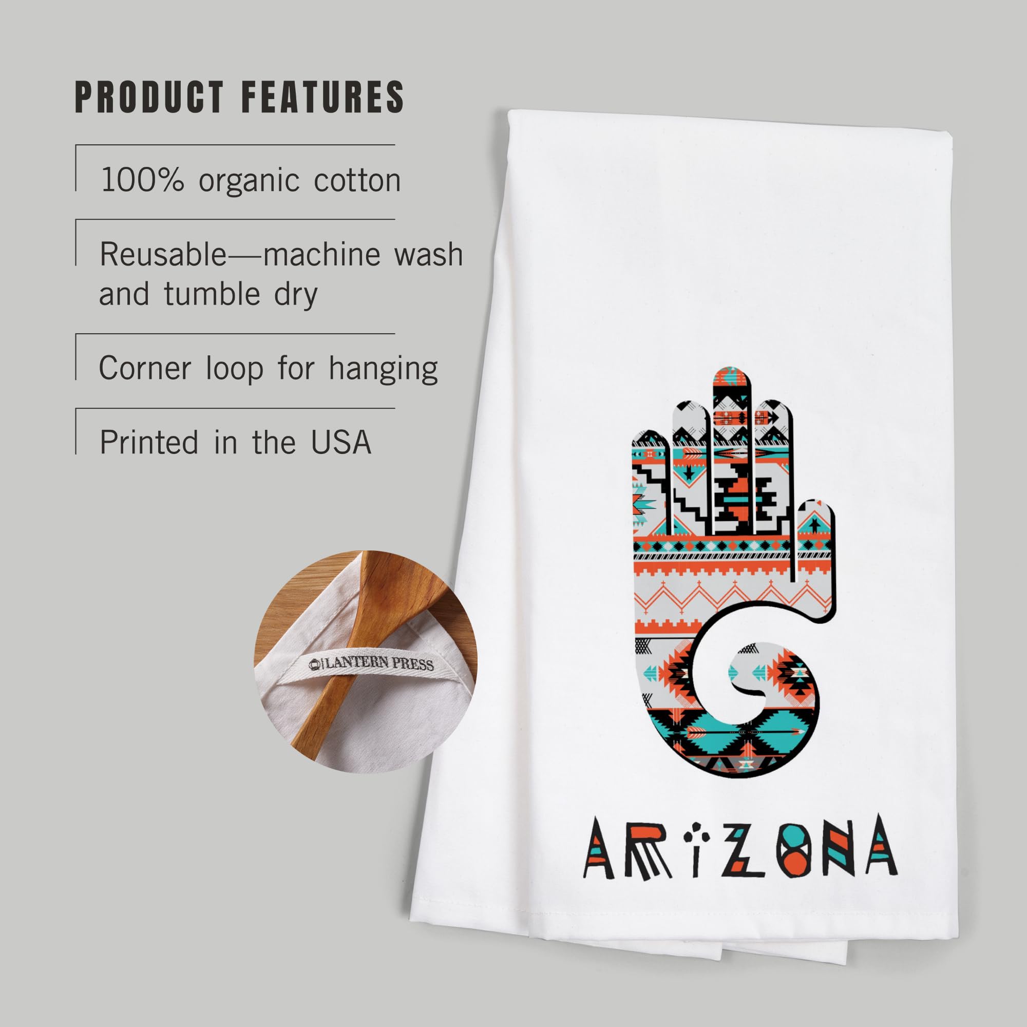 Southwestern Tribal Pattern Hand Towel - 100% Cotton Decorative Kitchen Towel for Drying Dishes, Home Decor & Gift Giving | Arizona Inspired Design