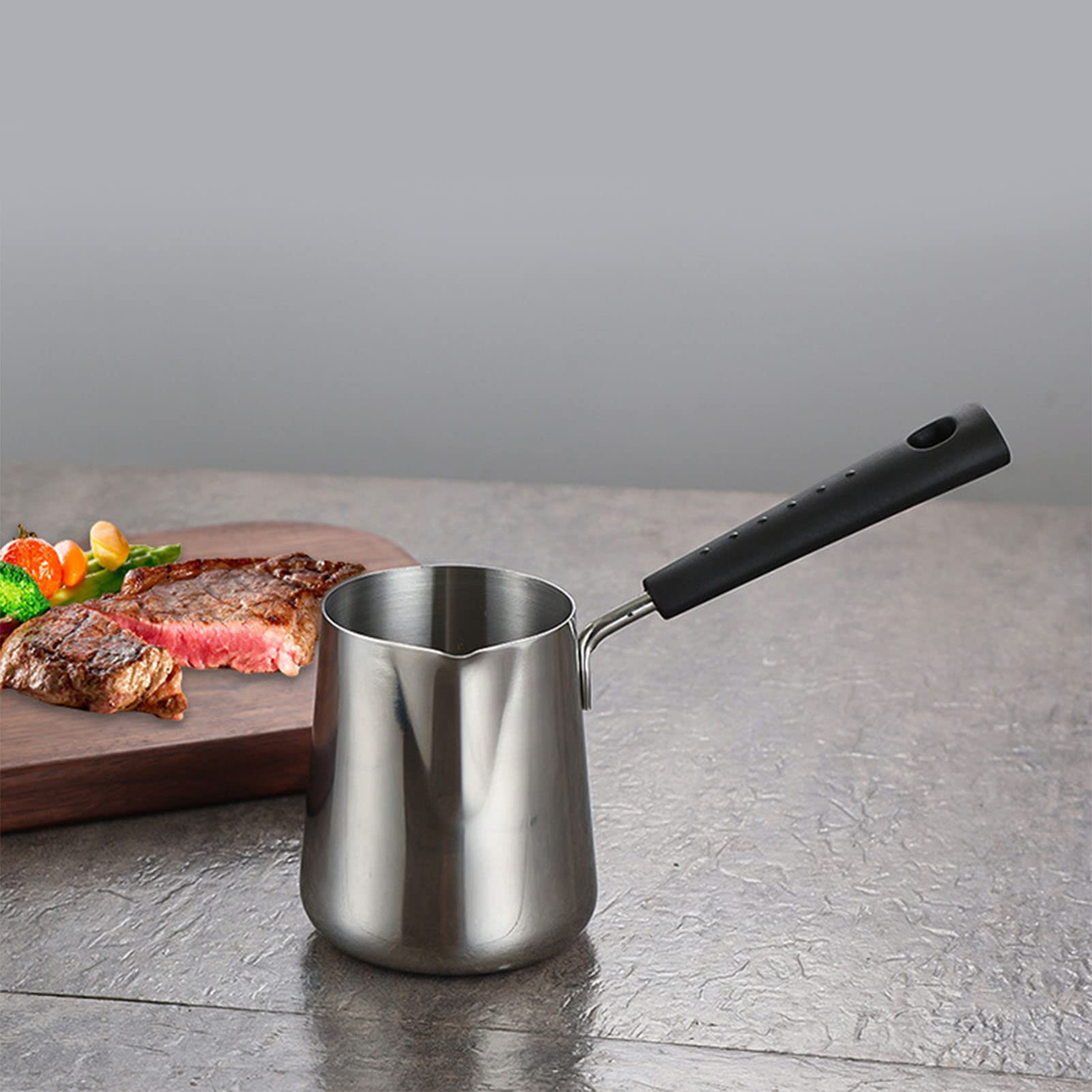 900ML Turkish Coffee Pot & Milk Warmer - Stainless Steel Coffee Decanter with Long Handle for Frothing & Heating Milk - Perfect for Turkish Coffee, Latte, Cappuccino & Hot Chocolate at Home or Café