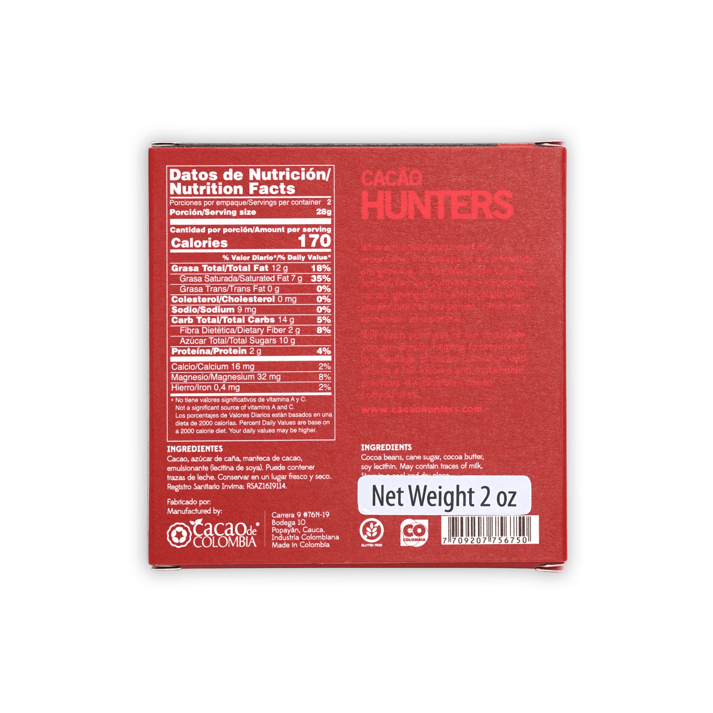 Premium Cacao Hunters Sierra Nevada 64% Dark Chocolate Bar - Organic, Single-Origin, Gourmet Chocolate for Baking, Gifts & Healthy Snacking