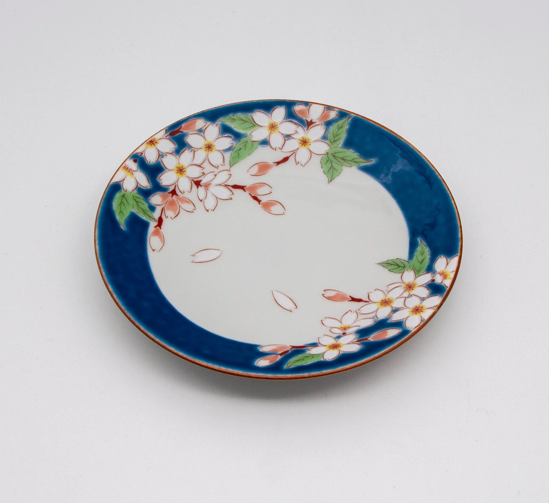 Kutani Yaki Japanese Cherry Blossom Small Plate - 5.4 Inch (13.8 cm) Handcrafted Ceramic Dish for Sushi, Dessert & Home Decor