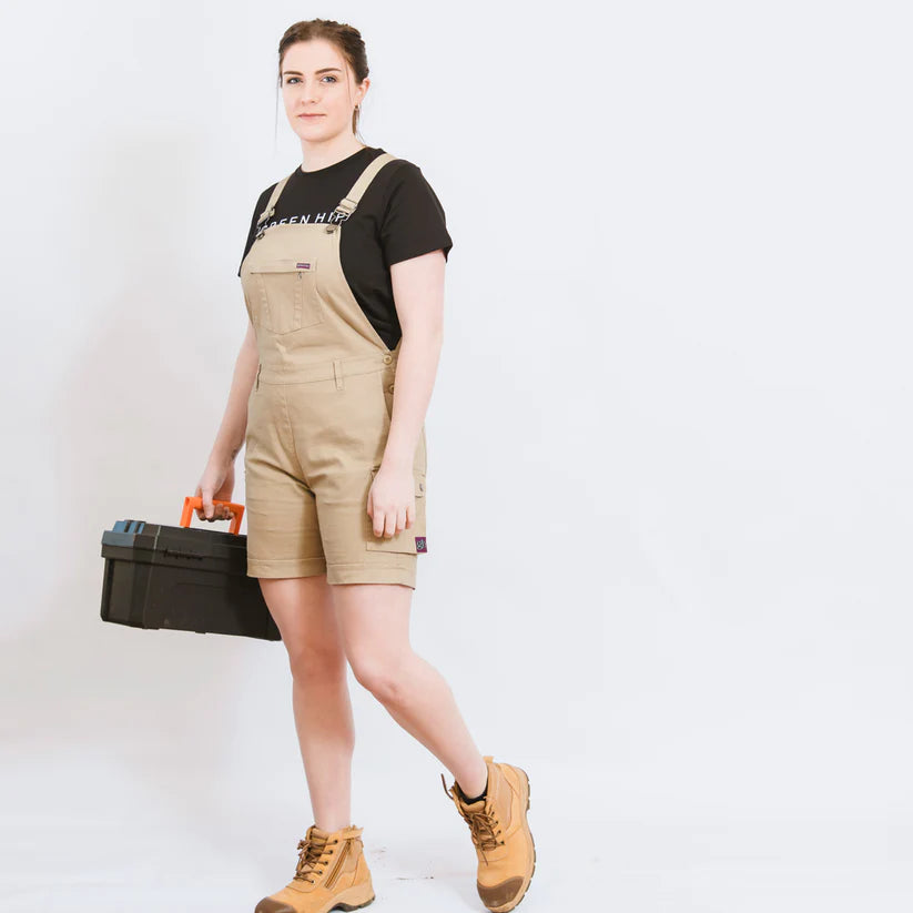 Women's Denim Shortalls - Comfortable Stretch Workwear Jumpsuit for Women | Perfect for Casual Work, Gardening & Outdoor Activities