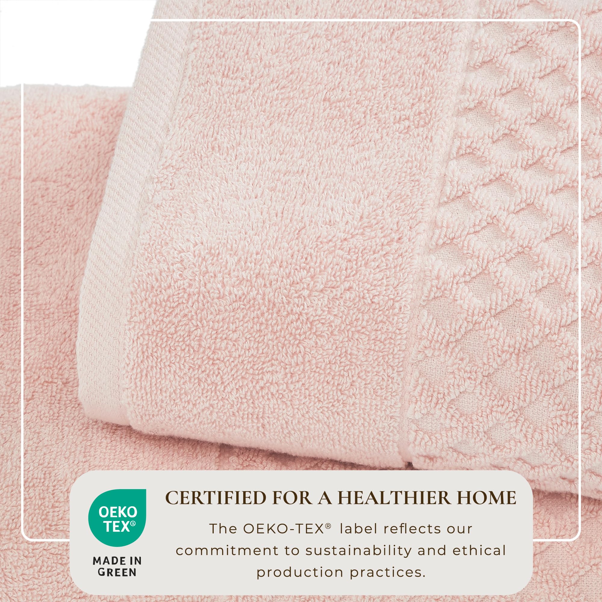 Great Bay Home 100% Cotton Bath Towels 4-Pack - Super Absorbent, Quick-Dry & Durable 54x27 Inch Bathroom Towel Set (Pink) - Perfect for Spa, Gym, Beach & Guest Bathrooms