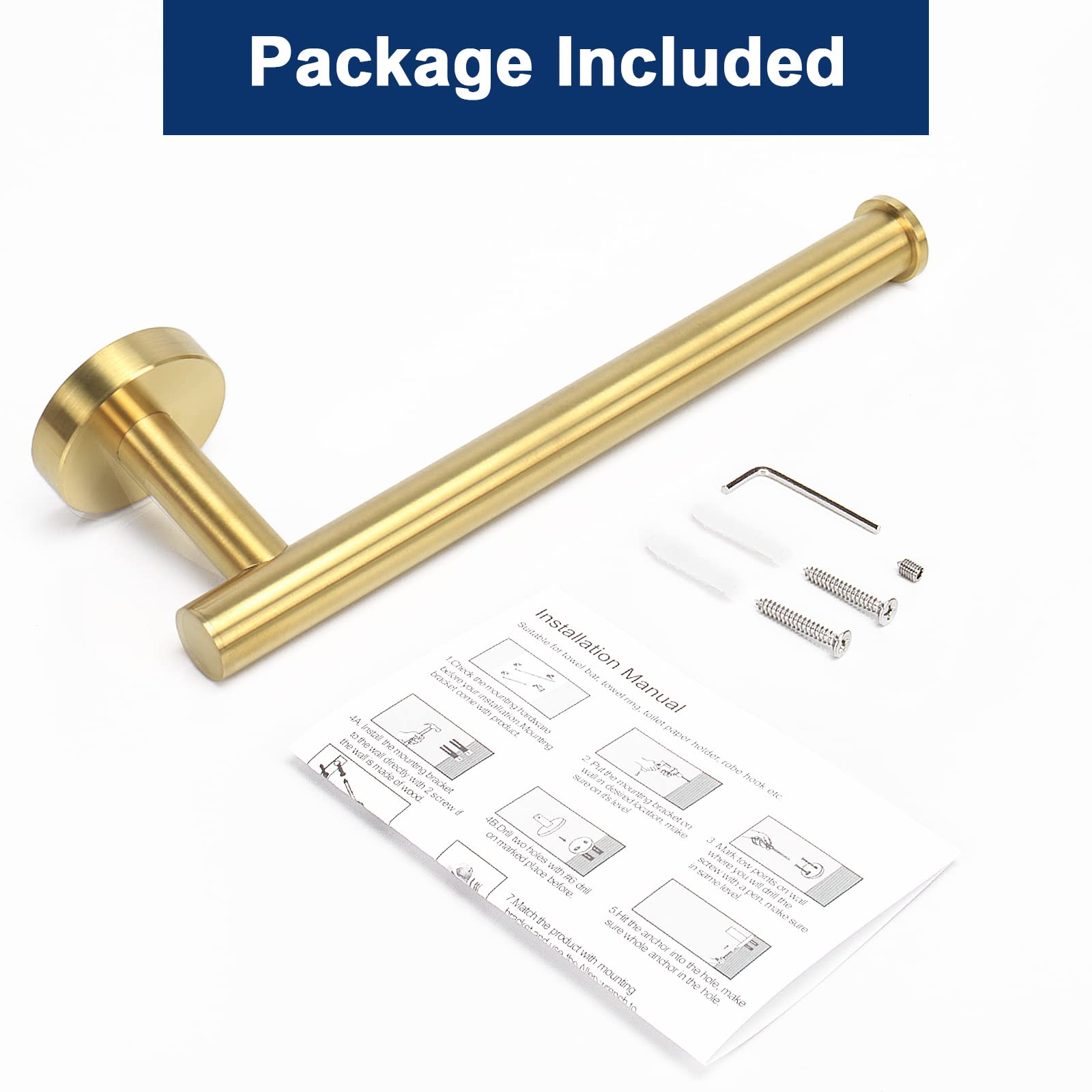 NearMoon 9 Inch Stainless Steel Hand Towel Holder - Brushed Gold Wall Mounted Towel Ring for Bathroom - Rustproof Thickened Contemporary Bath Accessories (1 Pack) - Perfect for Kitchen, Guest Bath, and Spa Decor