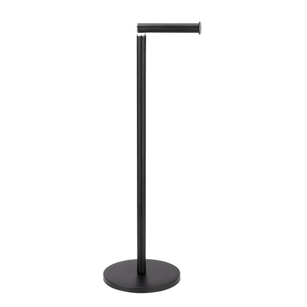 Stainless Steel Freestanding Toilet Paper Holder - Matte Black Bathroom Tissue Stand with Heavy Base for Stability | Perfect for Modern Bathrooms, Powder Rooms & Guest Toilets