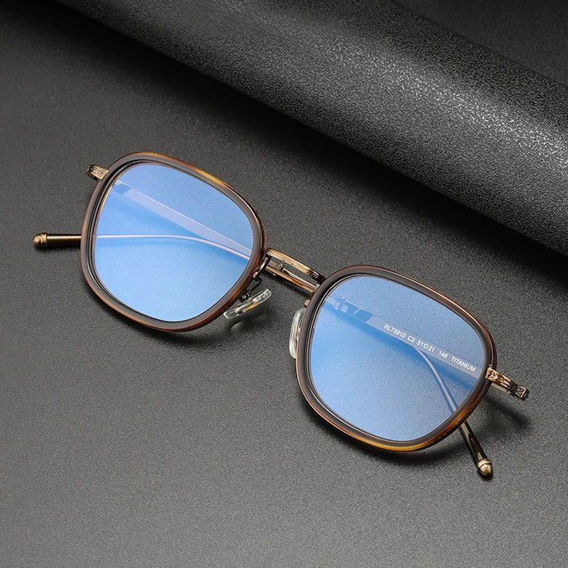Stylish Black Unisex Square Titanium Acetate Eyeglasses Frame 95910 - Lightweight & Durable for Work, Reading & Fashion Accessories