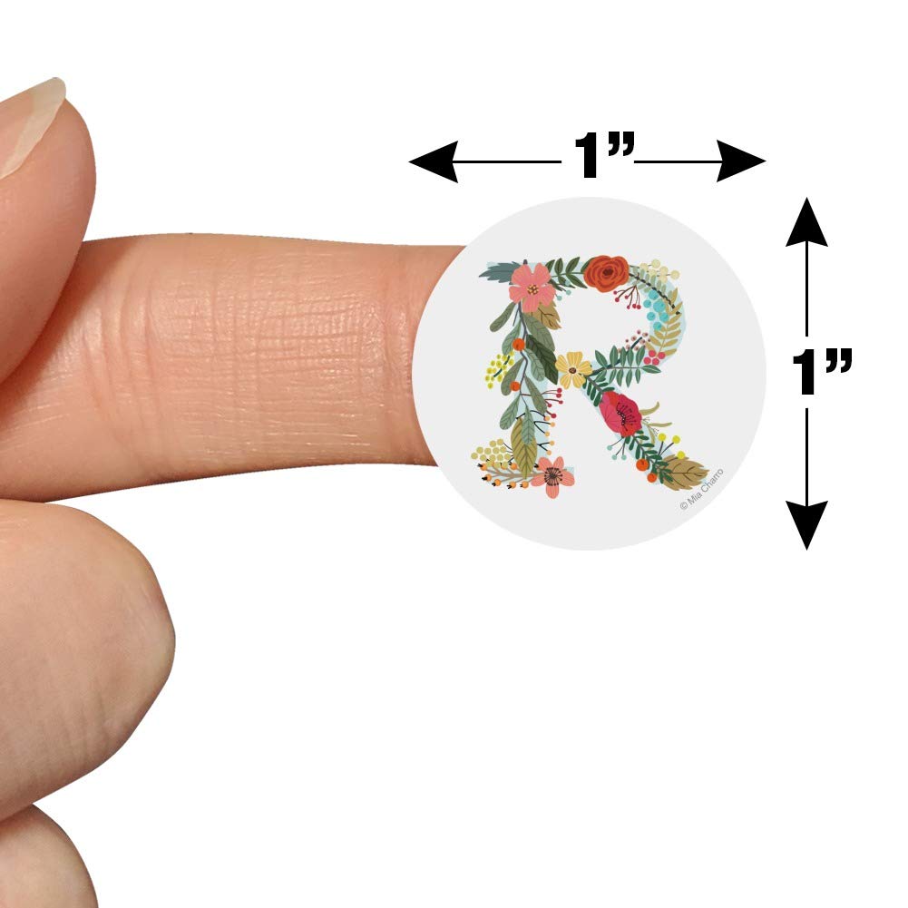 Floral Monogram Letter R Stickers for Planners, Calendars & Scrapbooking - Perfect for DIY Crafts, Bullet Journals, and Stationery Decoration