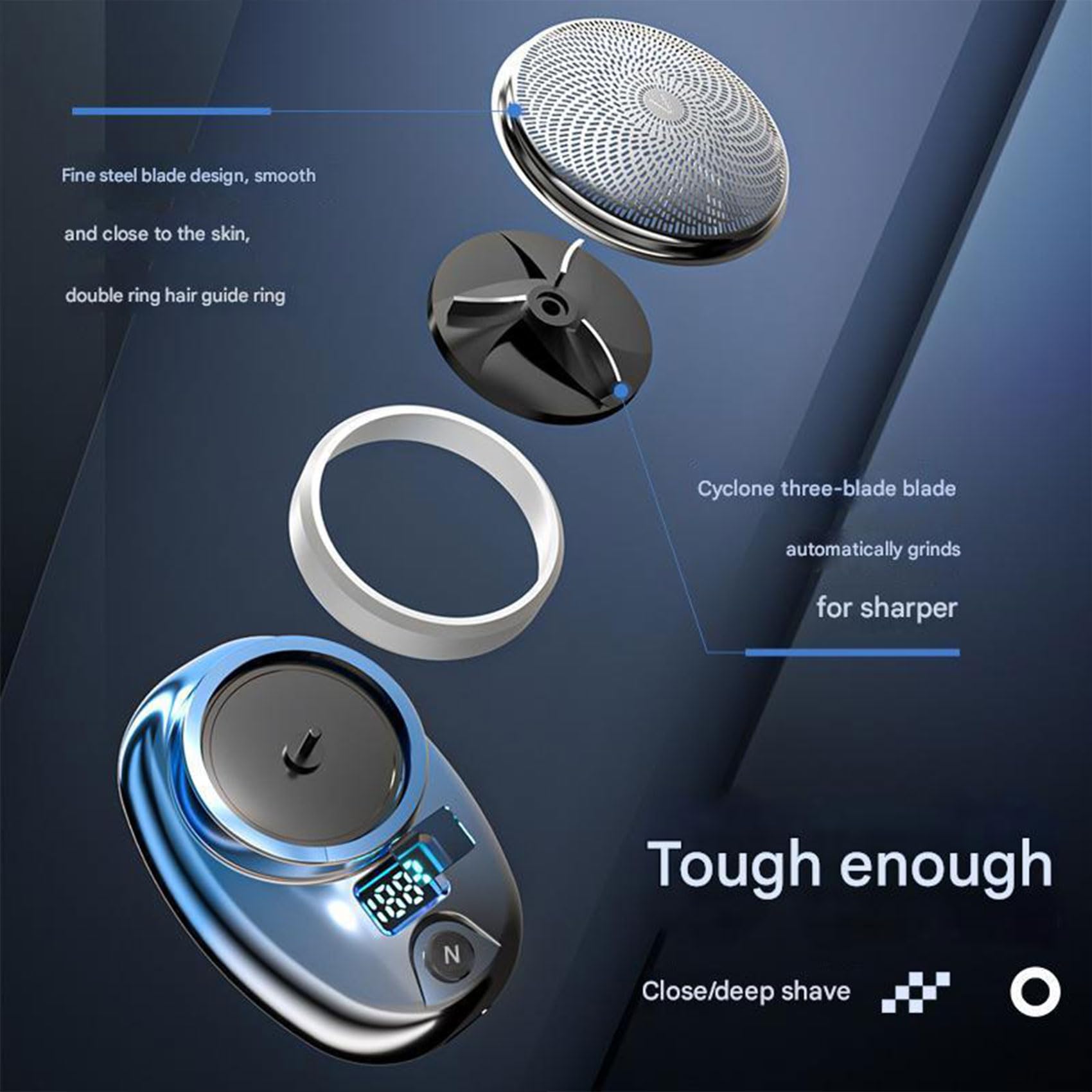 Pyrinov Electric Shaver - Mini Portable IPX7 Waterproof Rechargeable Wet/Dry Shaver for Men - Travel & Gym Use (Silver)