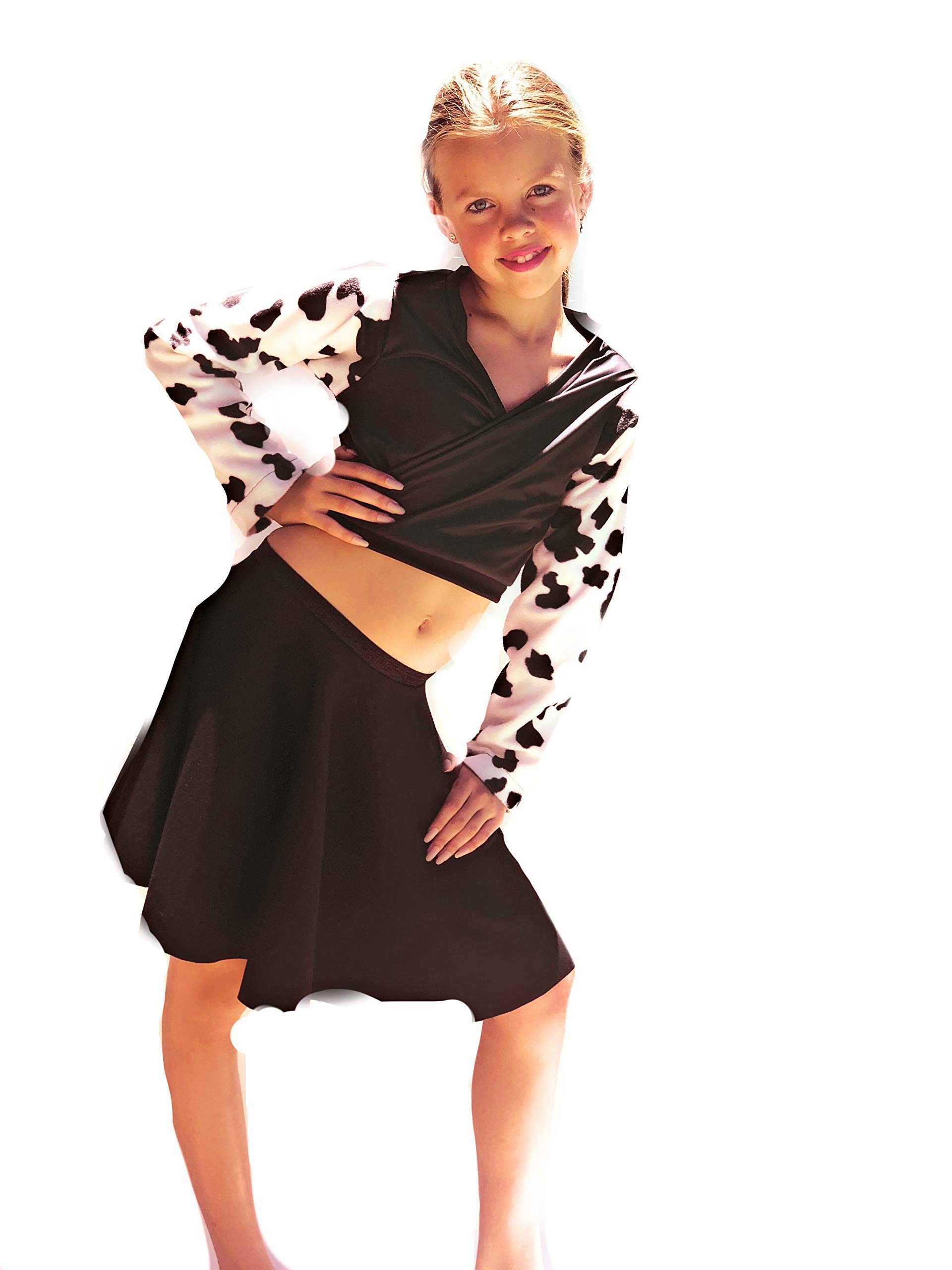 Selena Cowgirl Costume for Girls - Cow Print Jacket & Skirt Set | Western Outfit for Halloween, Dress Up & Cowgirl Themed Parties