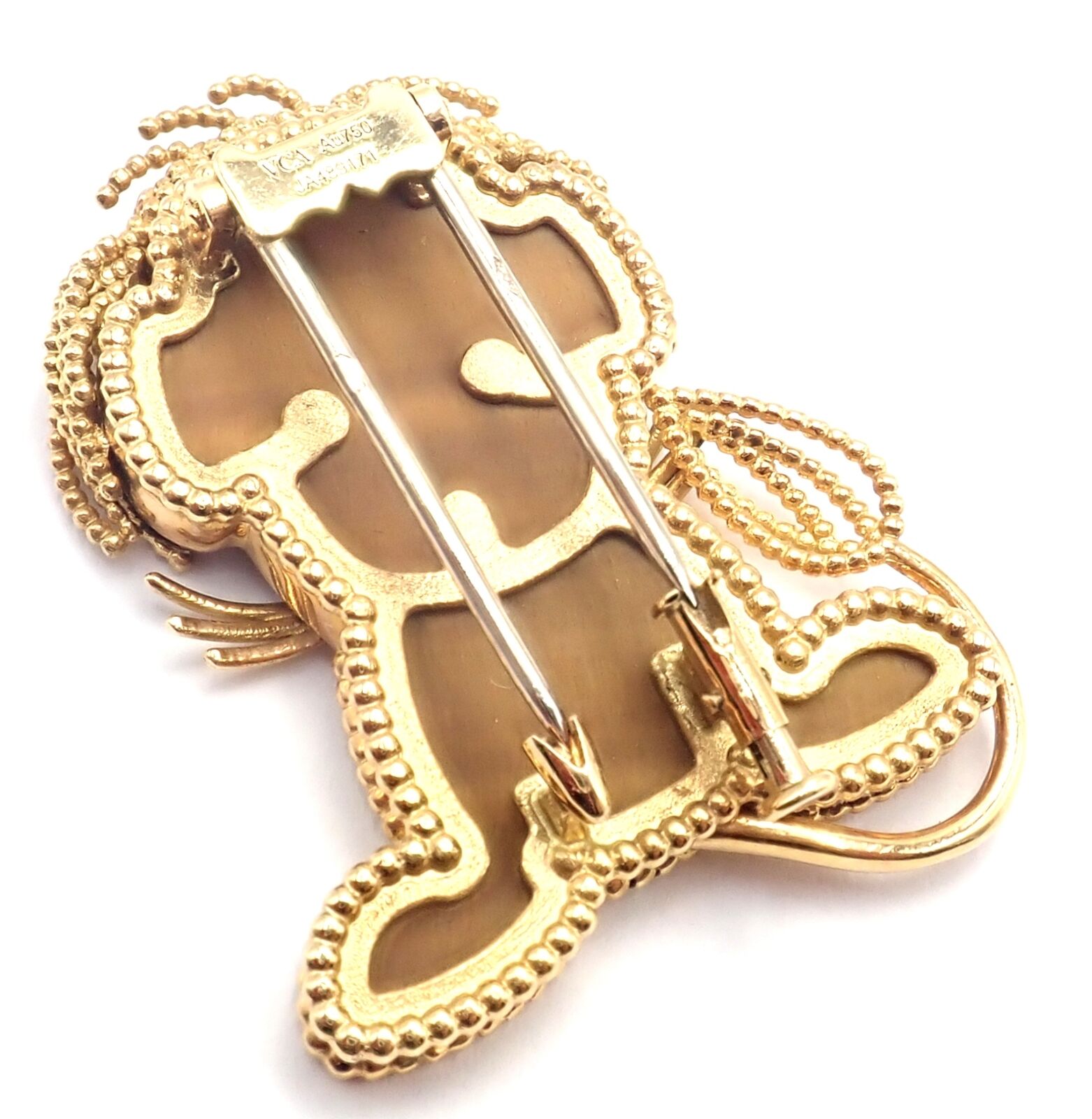 Van Cleef & Arpels 18k Yellow Gold Onyx Tiger Eye Lucky Animals Lion Clip Brooch - Luxury Jewelry for Women, Elegant Gift for Special Occasions, Perfect for Parties and Formal Events