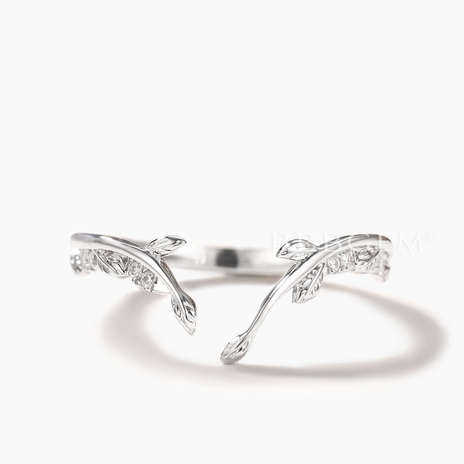 Solid Gold Art Deco Open Curved Natural Diamond Leaf Matching Wedding Band Ring for Women - Perfect for Bridal Jewelry, Anniversary Gifts & Special Occasions