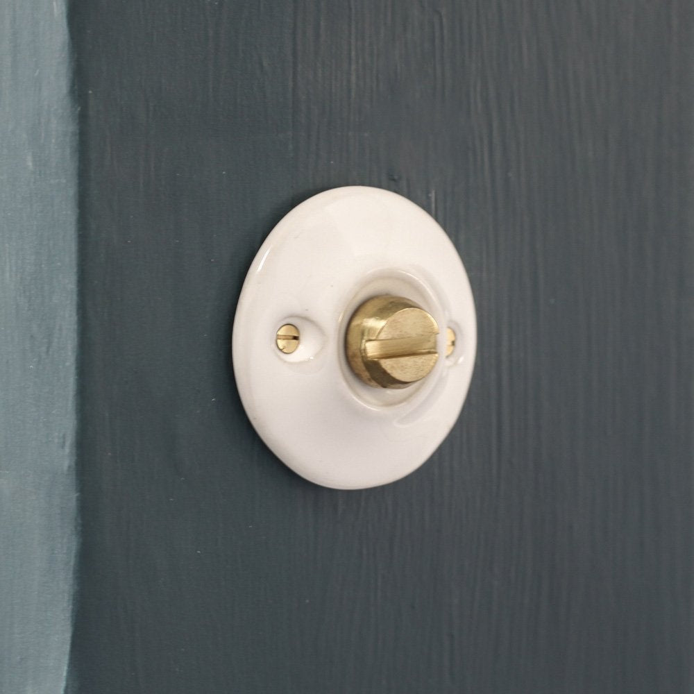 White Ceramic Bathroom Thumbturn Lock - Durable & Stylish for Bathroom, Bedroom & Closet Doors - Perfect for Home, Office & Commercial Use