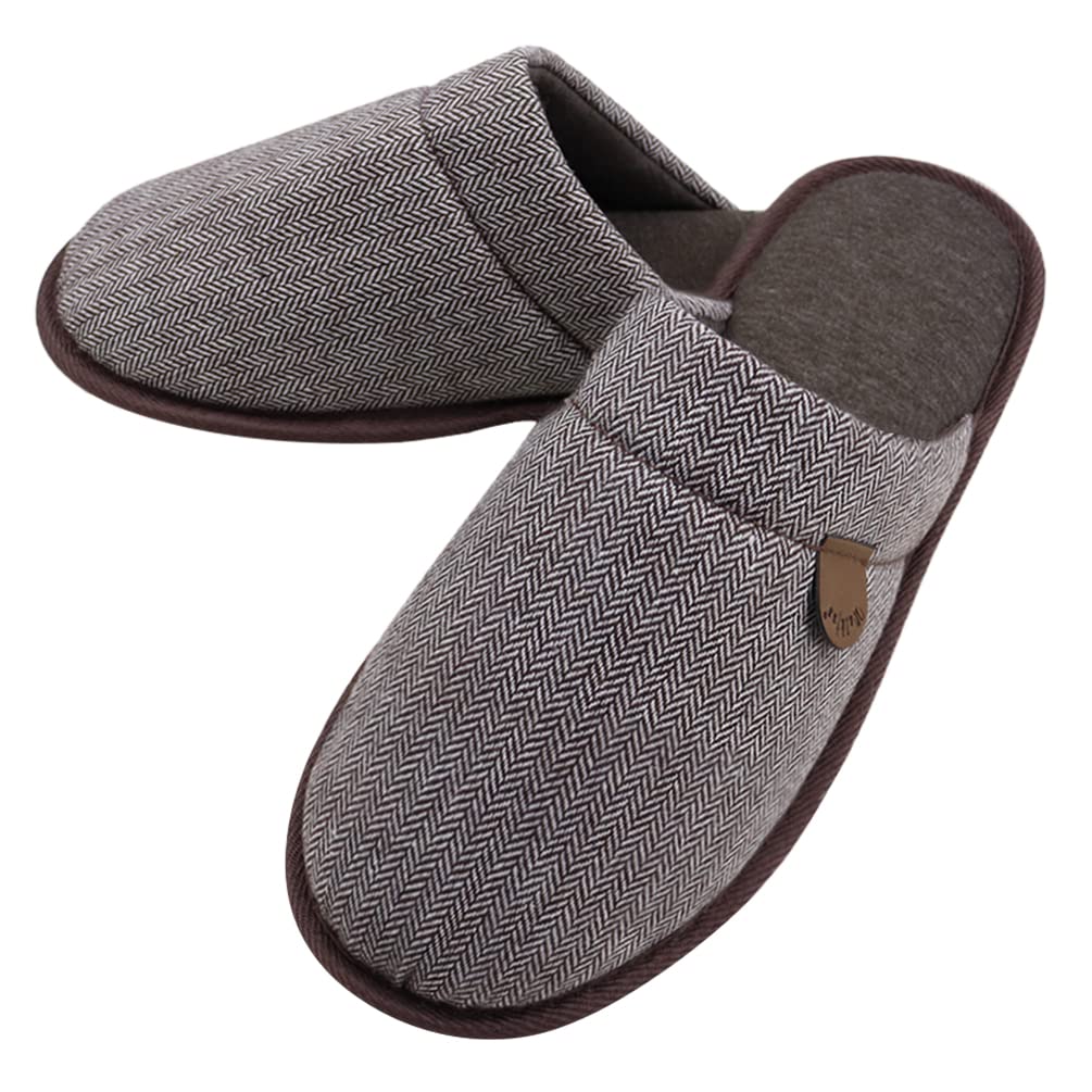 WALKFUN Men's Memory Foam House Slippers - Comfortable Indoor Slides with Full Toe Coverage for Home, Bedroom & Lounge - Warm Non-Slip Sandals for Relaxation