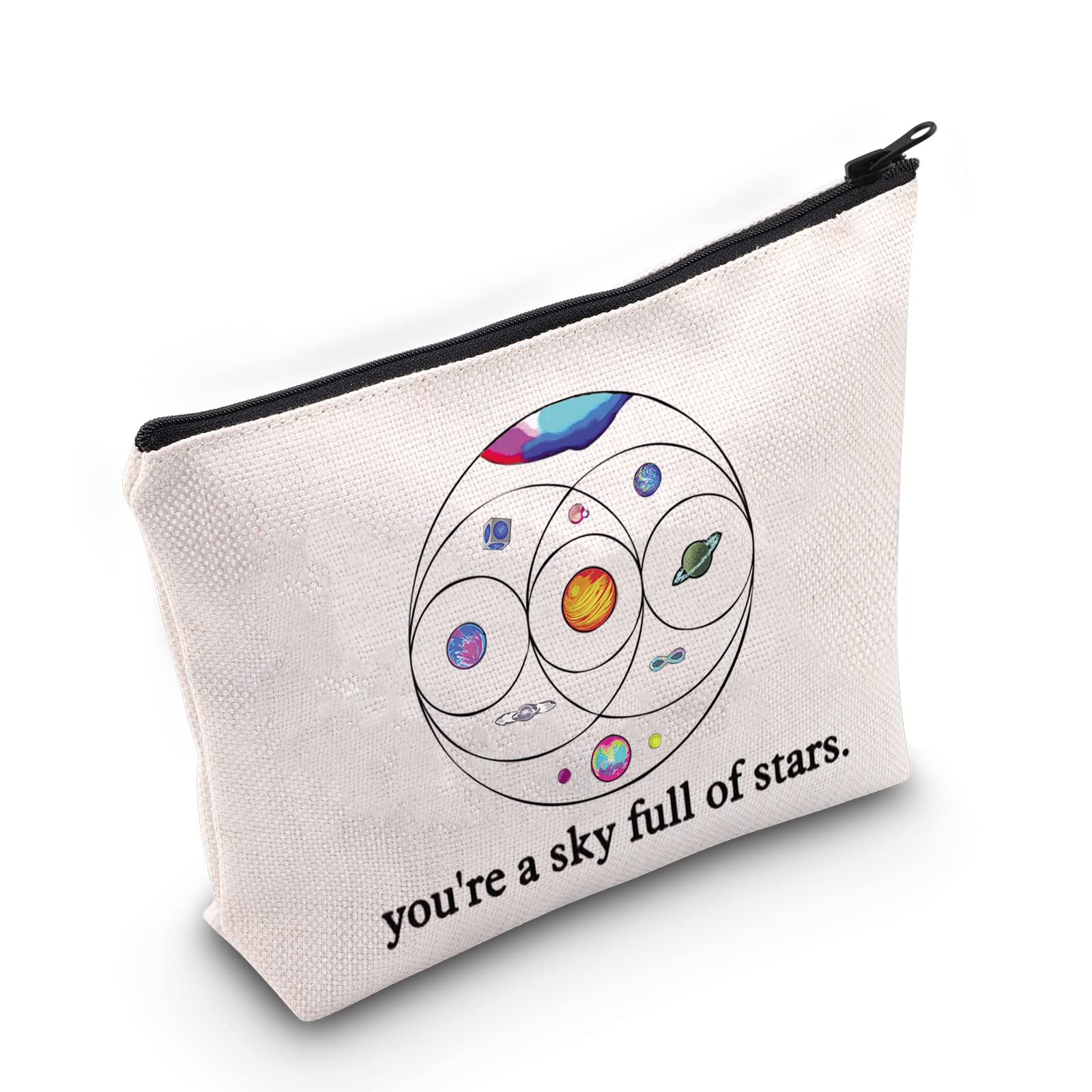 LEVLO Star Moon Sun Cosmetic Makeup Bag for Women - Cute Music Band Themed Zipper Pouch, Perfect Gift for Girls & Music Lovers (Great for Travel, Gym & Daily Organizer)