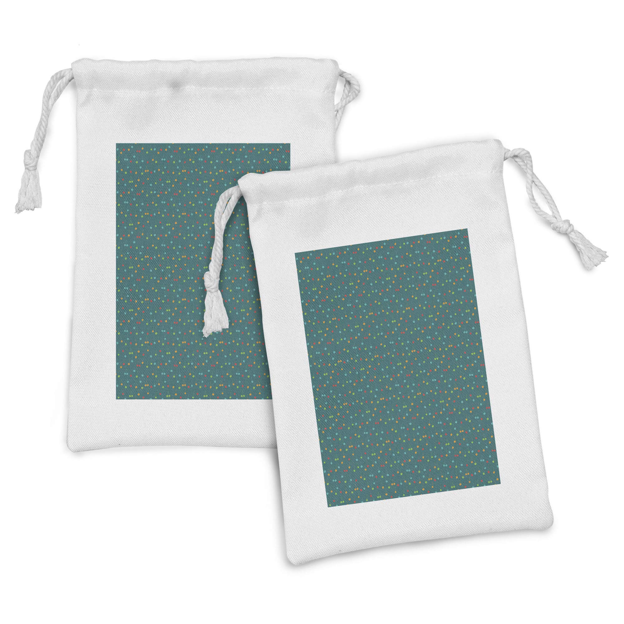 Ambesonne 2-Pack Fabric Drawstring Pouches - Colorful Cherries Design on Petrol Blue, 9