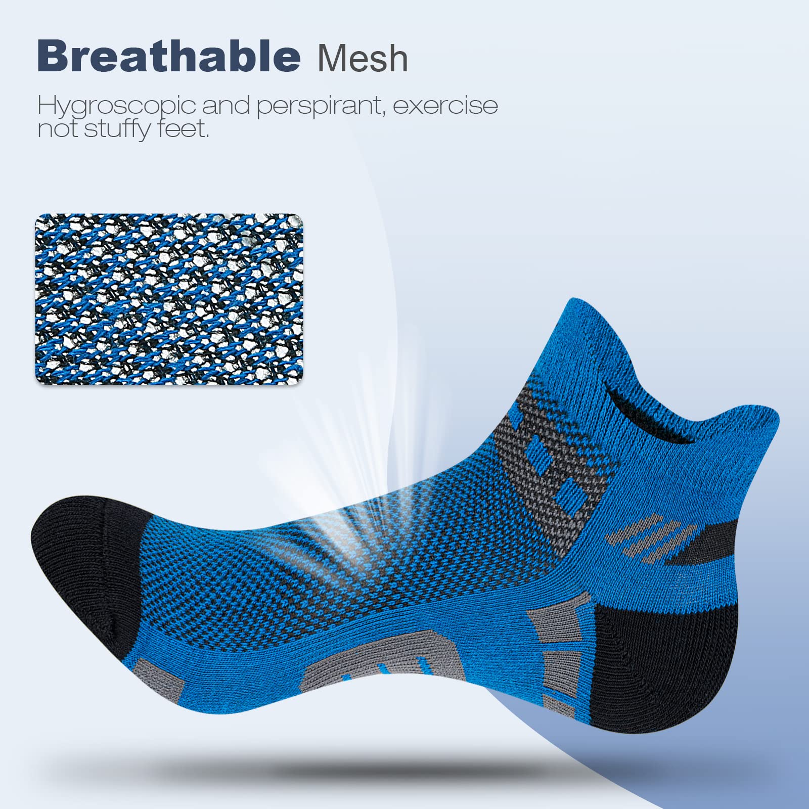 Niofind Men's Athletic Short Socks - 6 Pairs Breathable Cotton Sports Socks for Running, Hiking, Cycling & Work - Non-Slip Cushioned Socks for Active Men (Great for Gym, Travel & Daily Wear)