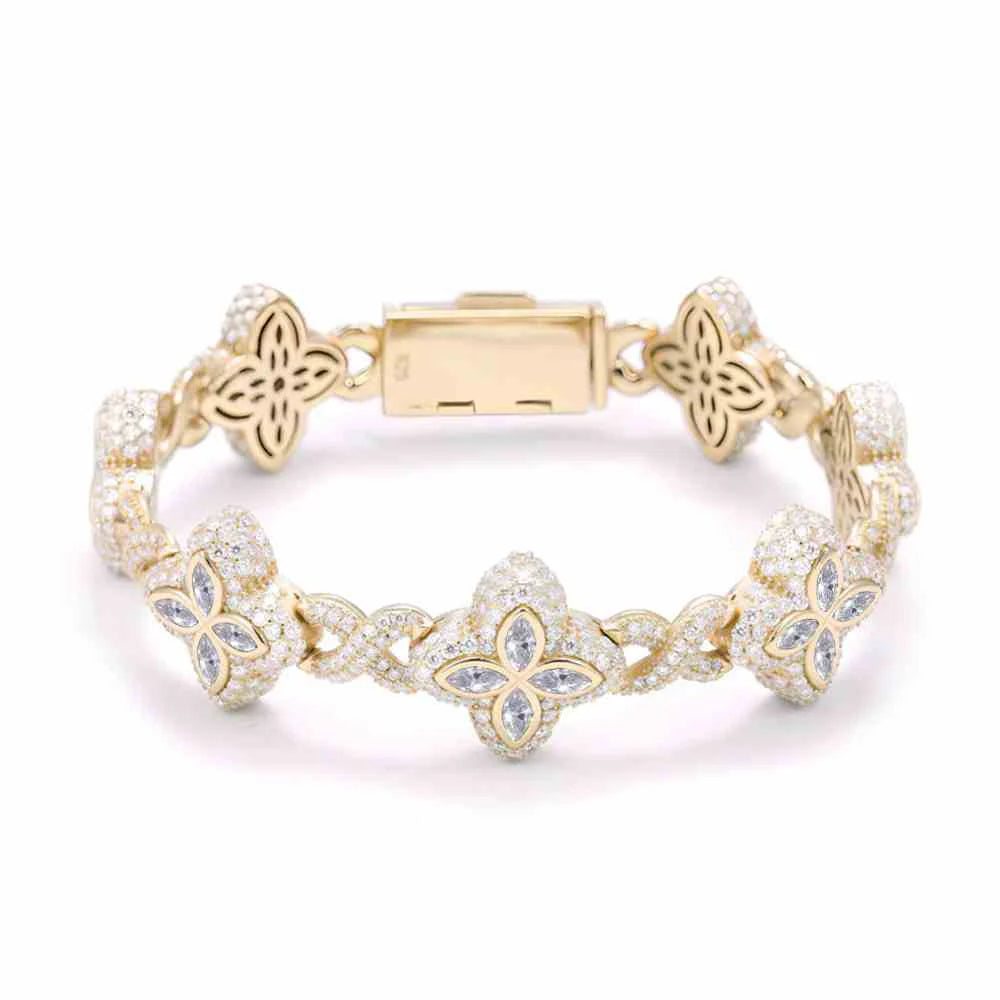Moissanite Four Leaf Clover Infinity Link Bracelet for Women - 925 Sterling Silver Jewelry Gift for Birthday, Anniversary & Everyday Wear