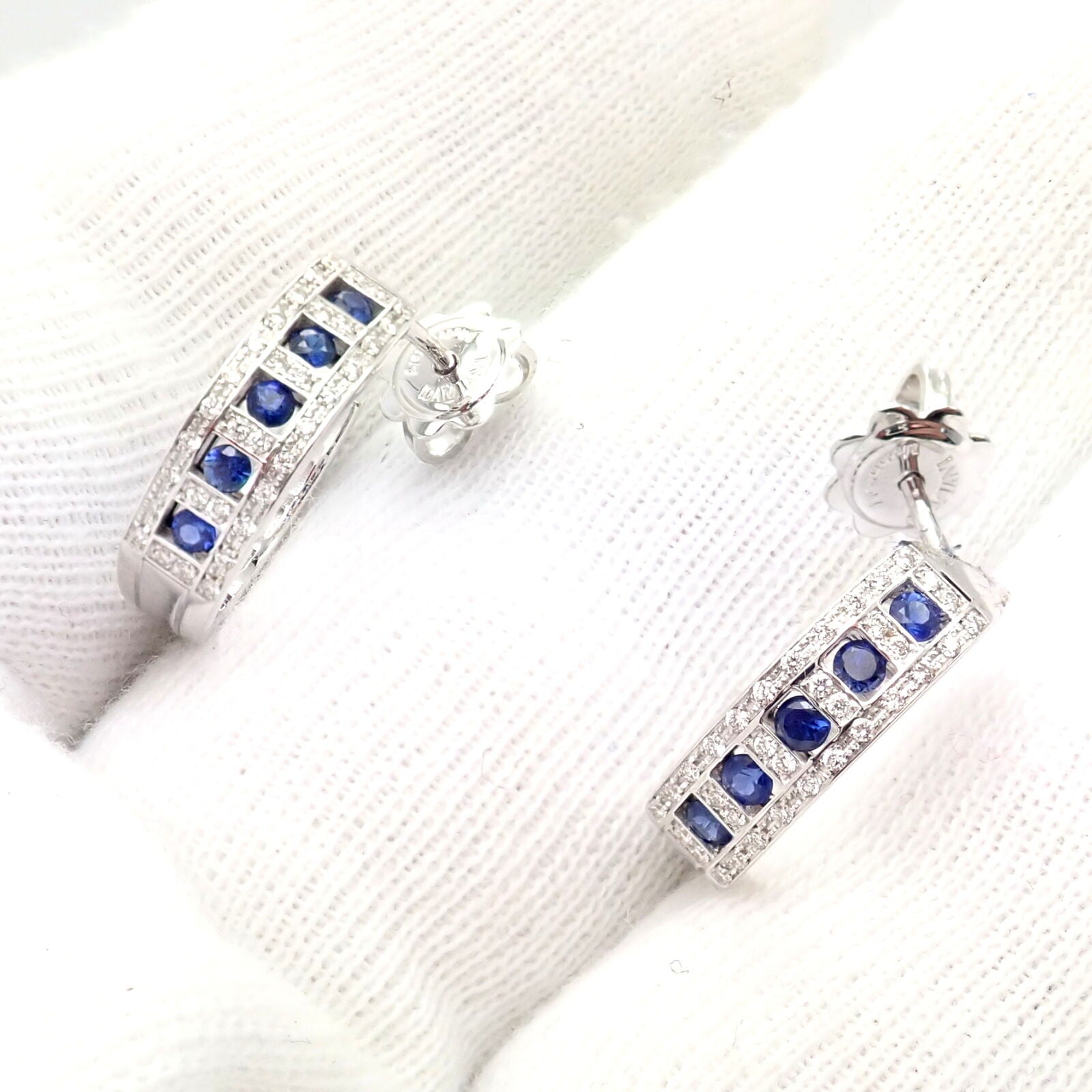 Authentic Damiani 18K White Gold Diamond & Sapphire Belle Epoque Earrings - Luxury Jewelry for Weddings, Anniversaries & Special Occasions