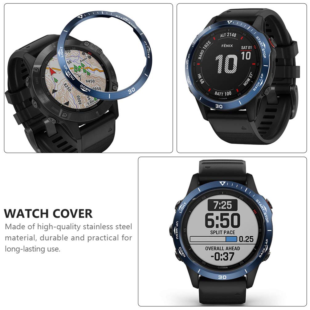 1PC Stainless Steel Watch Bezel Ring Replacement for Garmin Fenix 6X - Durable Scaled Dial Bezel Cover Case Accessory for Outdoor Sports, Hiking & Diving