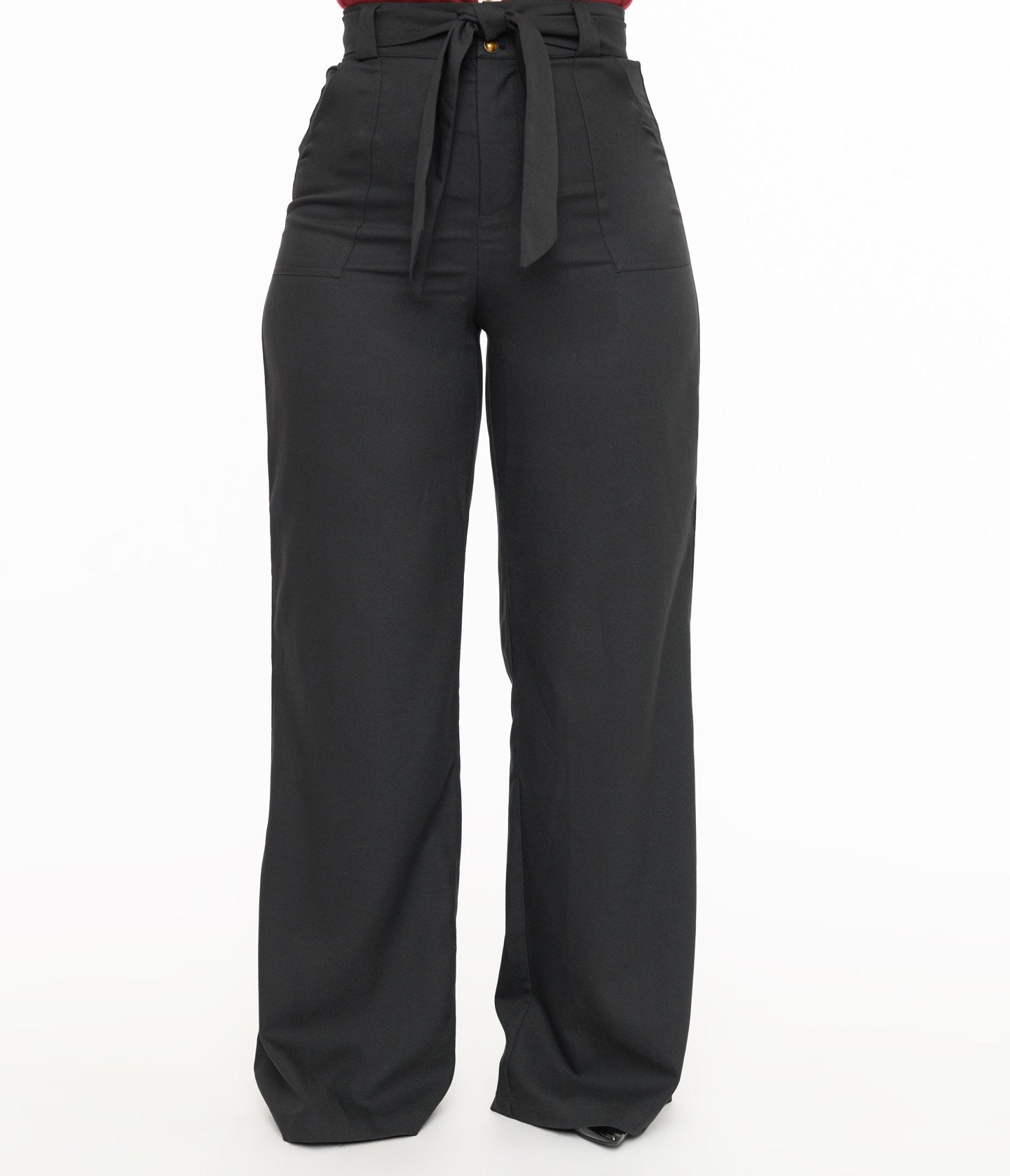 Vintage 1950s Black Wide Leg Pants for Women - Retro High Waist Trousers - Perfect for 50s Costume, Swing Dance & Pinup Fashion
