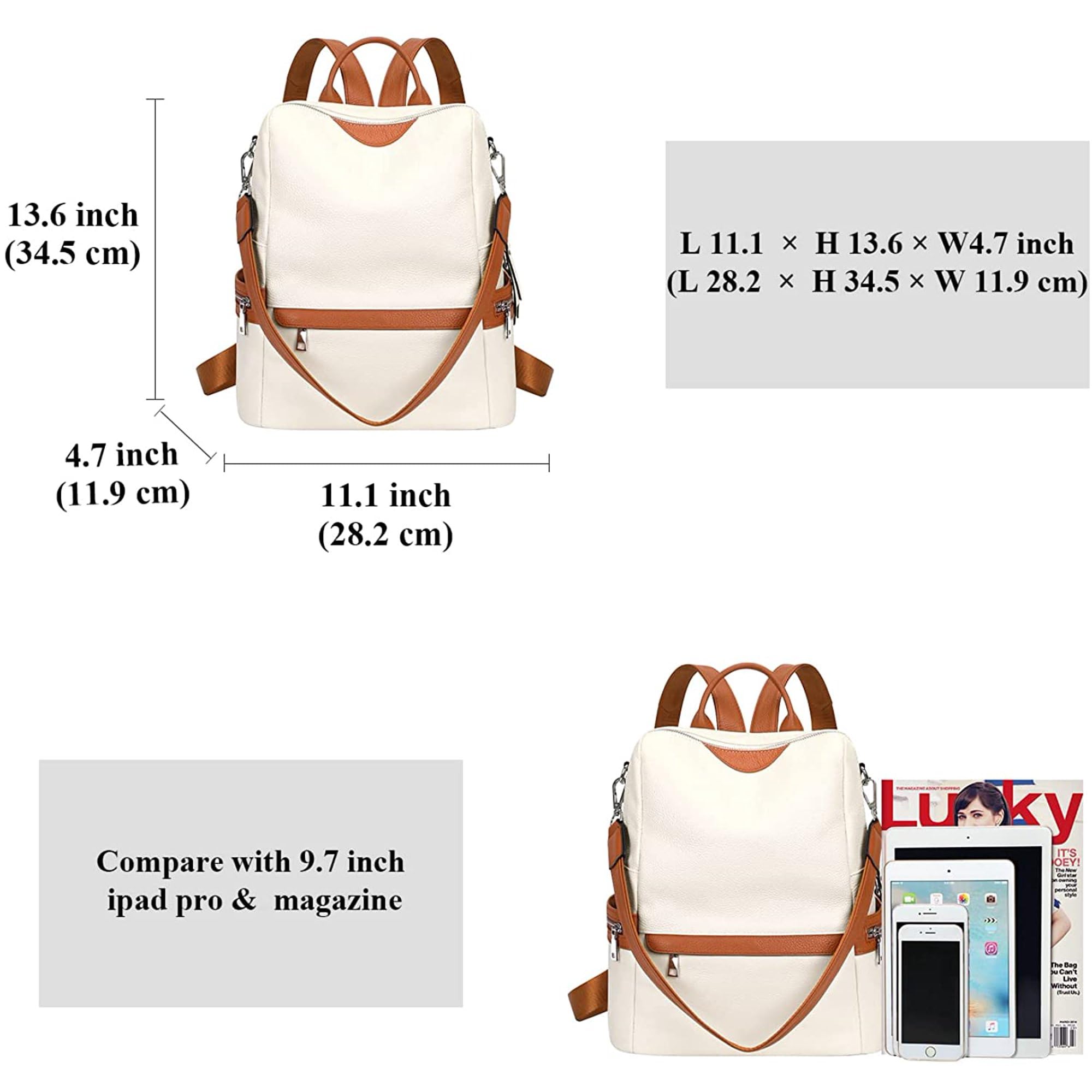 MUCHOVA Stylish Teen Girls Faux Leather Backpack Purse - Multipurpose Handbag & Shoulder Bag for School, Travel & Casual Outings | Printed Strap & Durable Design