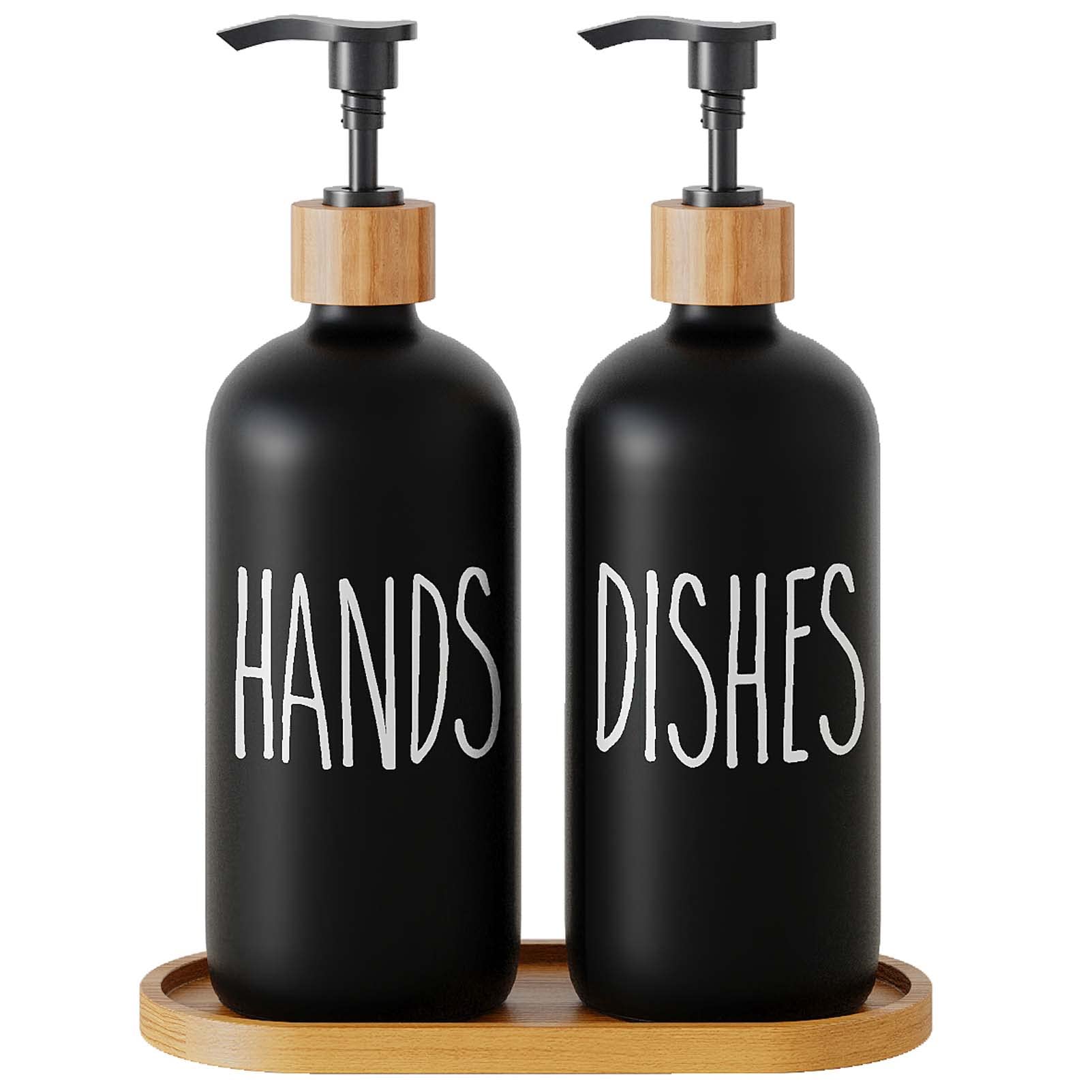 Glass Soap Dispenser for Kitchen & Bathroom - Modern Farmhouse Hand & Dish Soap Dispenser with Pump - Perfect for Sink Countertop Decor & Easy Liquid Soap Dispensing