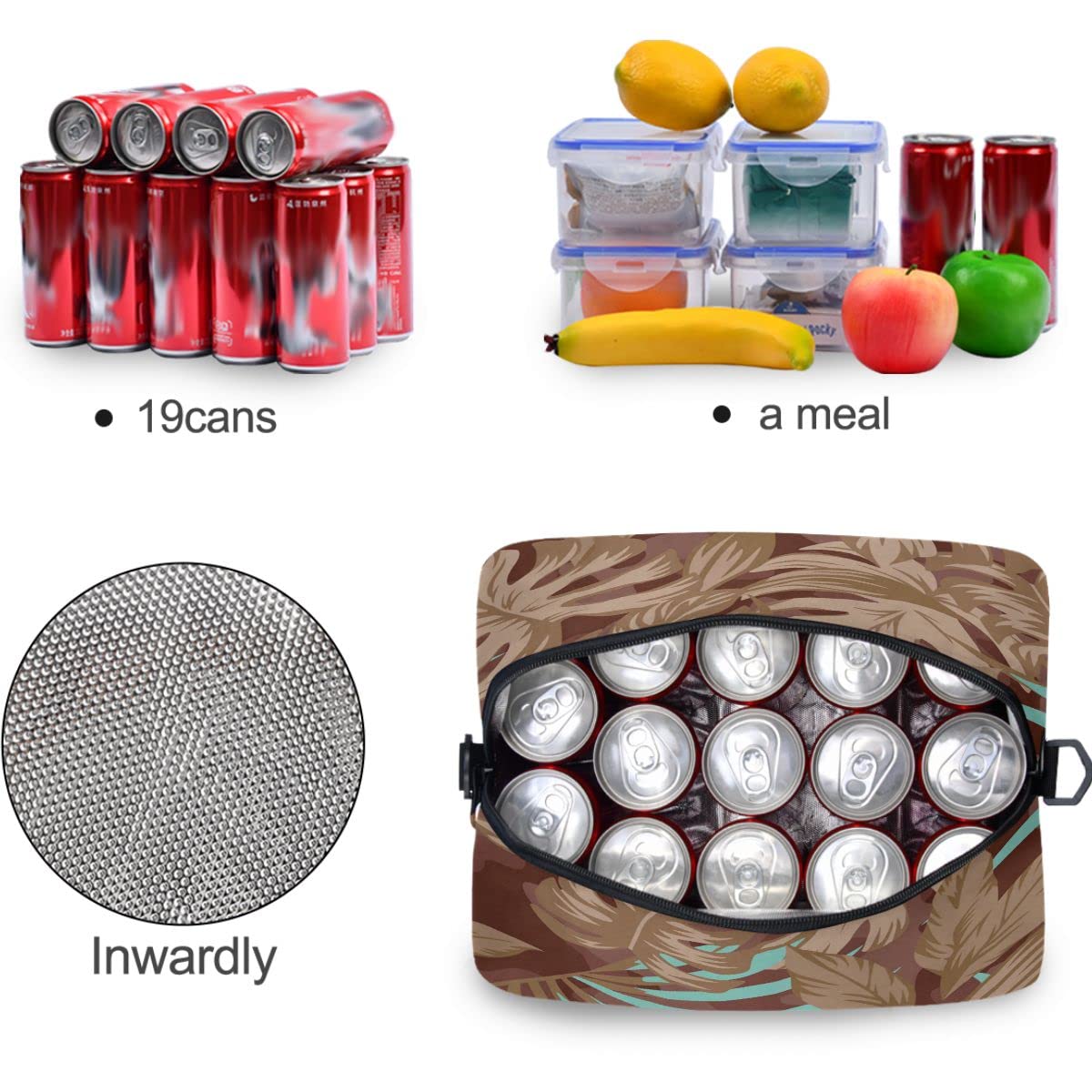 Insulated Lunch Bag for Women & Men - Reusable Leakproof Lunch Box for Work, School & Picnics - African American Design Lunch Tote with Cooler Function