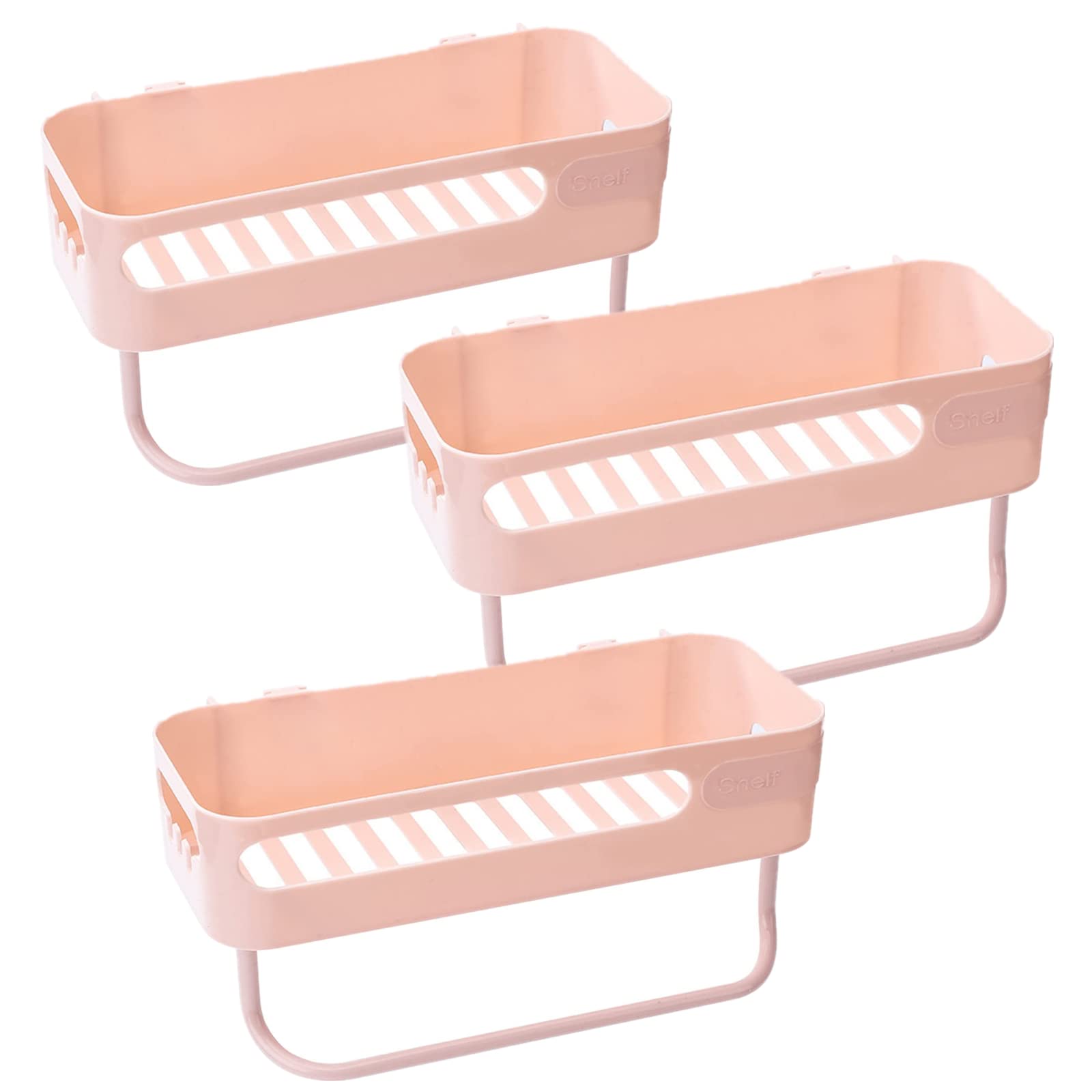 **3-Piece Pink Wall-Mounted Bathroom Shelf - No Drill Storage Rack for Toilet, Sink & Kitchen | Space-Saving Organizer for Towels, Toiletries & Cleaning Supplies**    *(Perfect for Small Bathrooms, Apartments, Dorms & RVs – Rust-Resistant & Easy to Install!)*