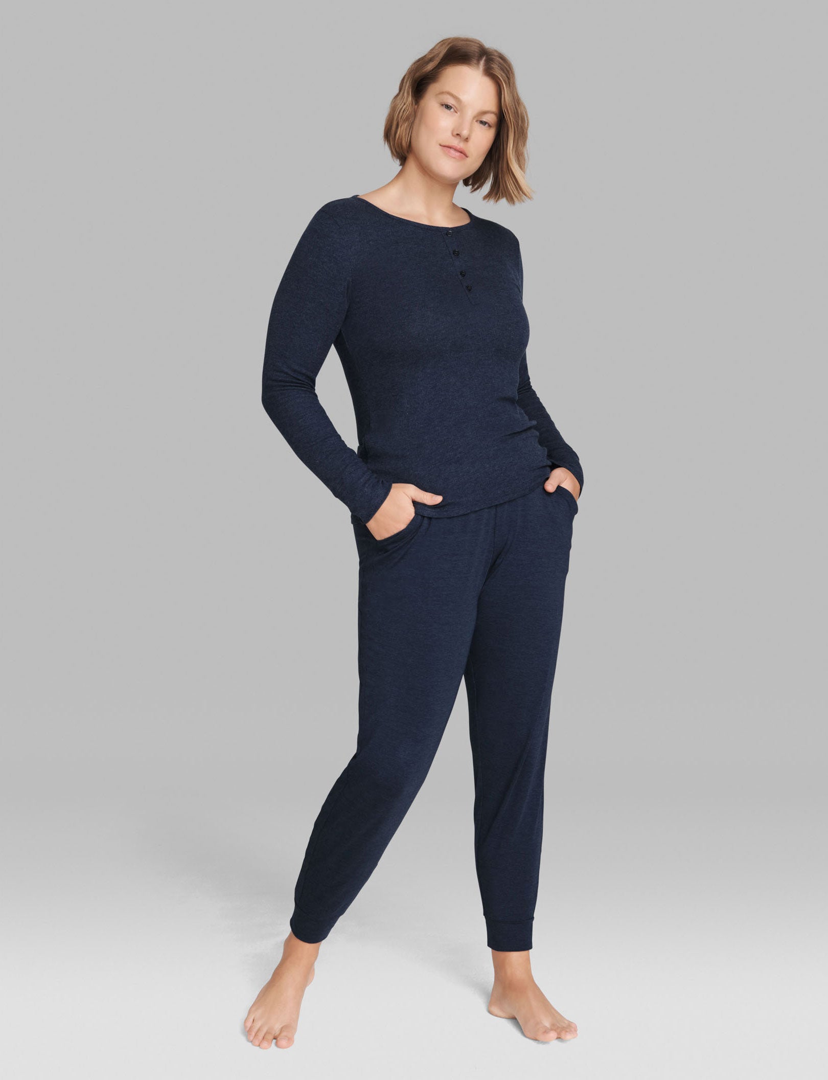 Women's Casual Henley Long Sleeve Shirt - Soft Cotton Relaxed Fit T-Shirt for Lounge, Sleep & Everyday Wear